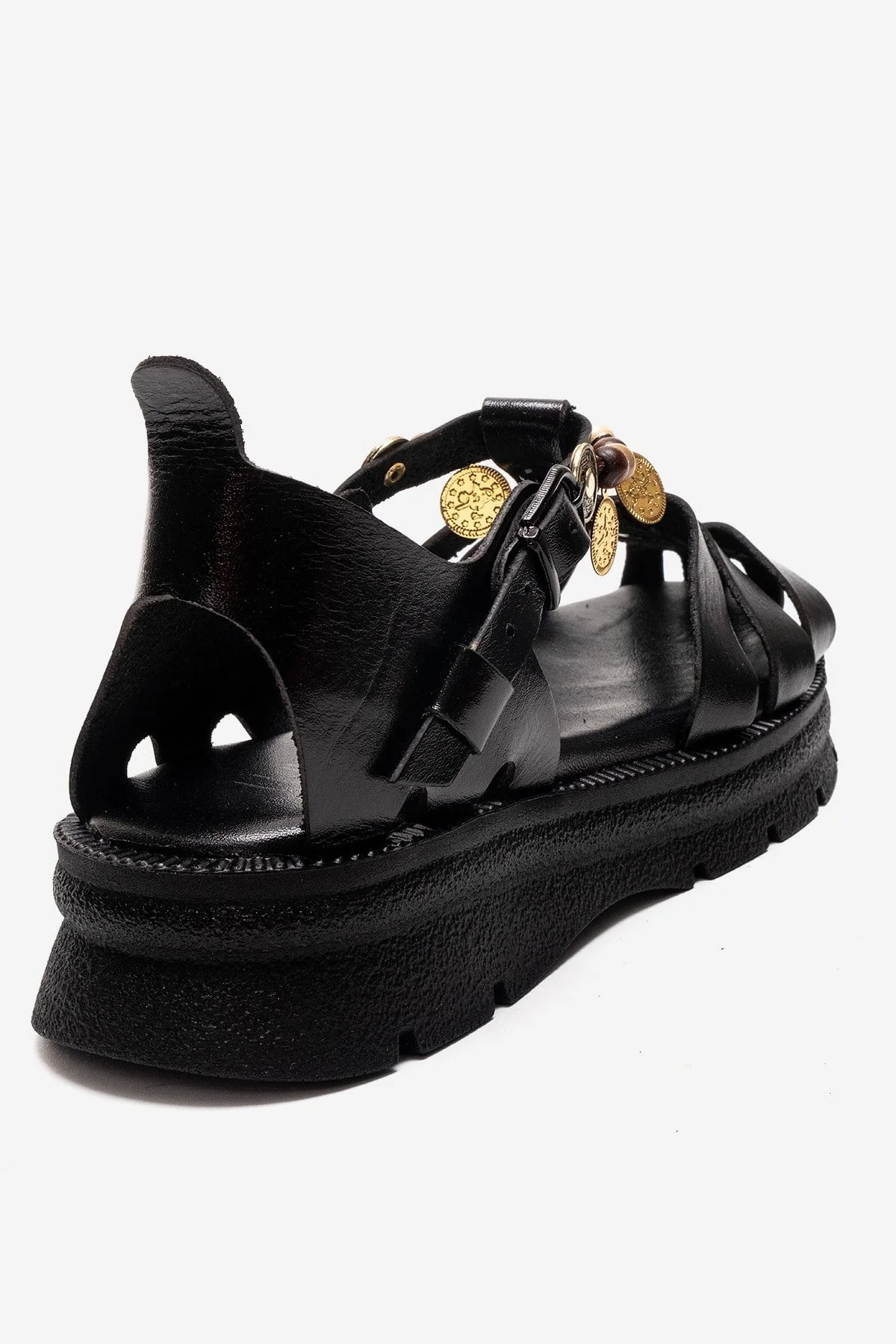 SOLIS - Black Genuine Leather Beaded Sandal (Women) - Image 5