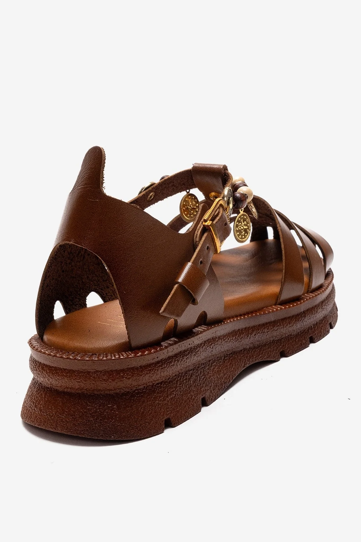 SOLIS - Tan Genuine Leather Beaded Sandal (Women) - Image 5