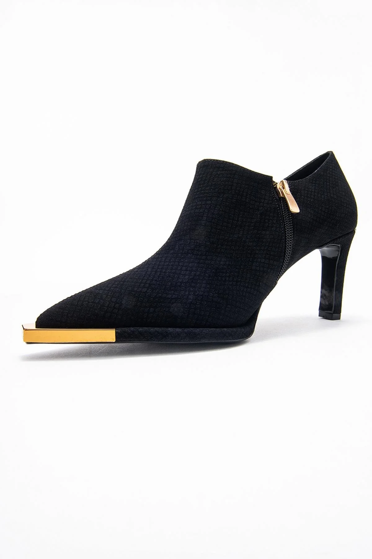 Sona - Black Patterned Ankle-Heel Shoe (Women) - Image 3