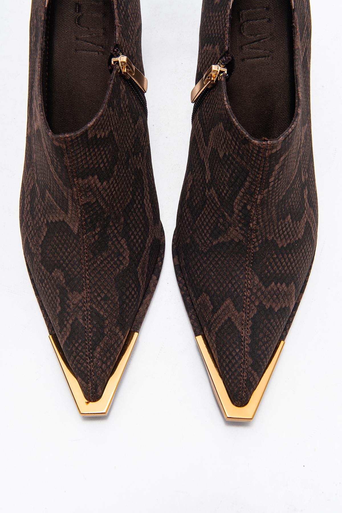 Sona - Brown Patterned Ankle-Heel Shoe (Women) - Image 2