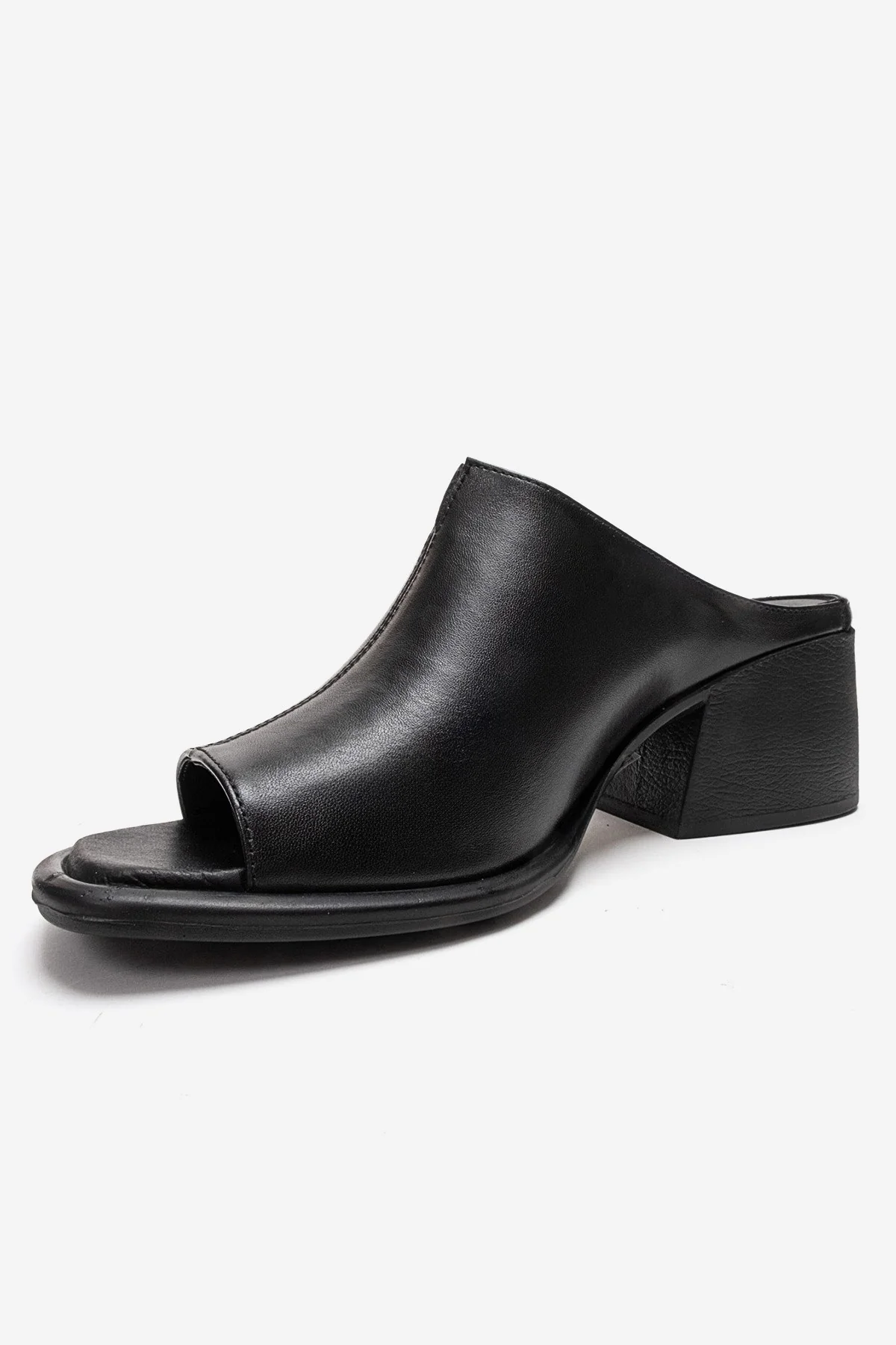 SOREX - Black Genuine Leather Block Heel Mule (Women) - Image 5