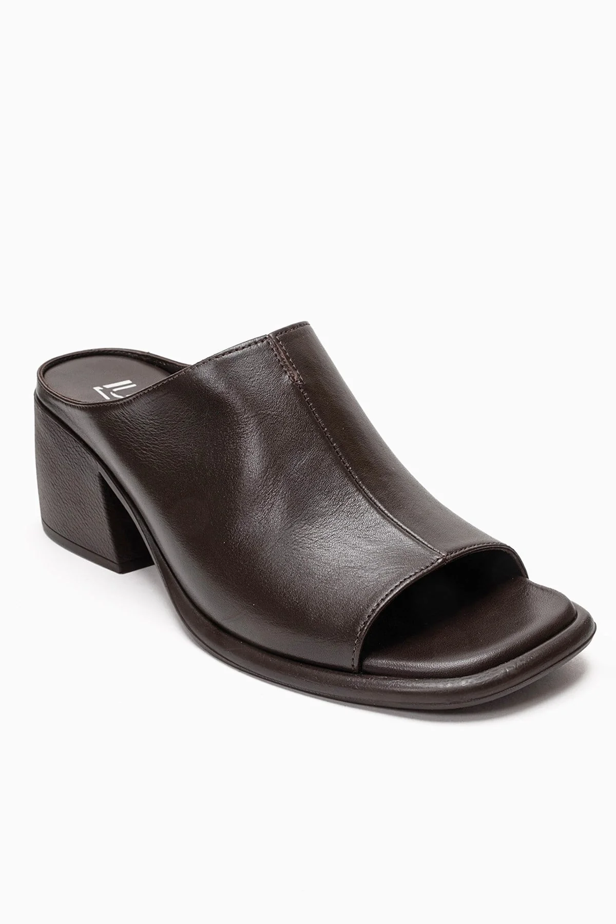SOREX - Brown Genuine Leather Block Heel Slide (Women) - Image 3