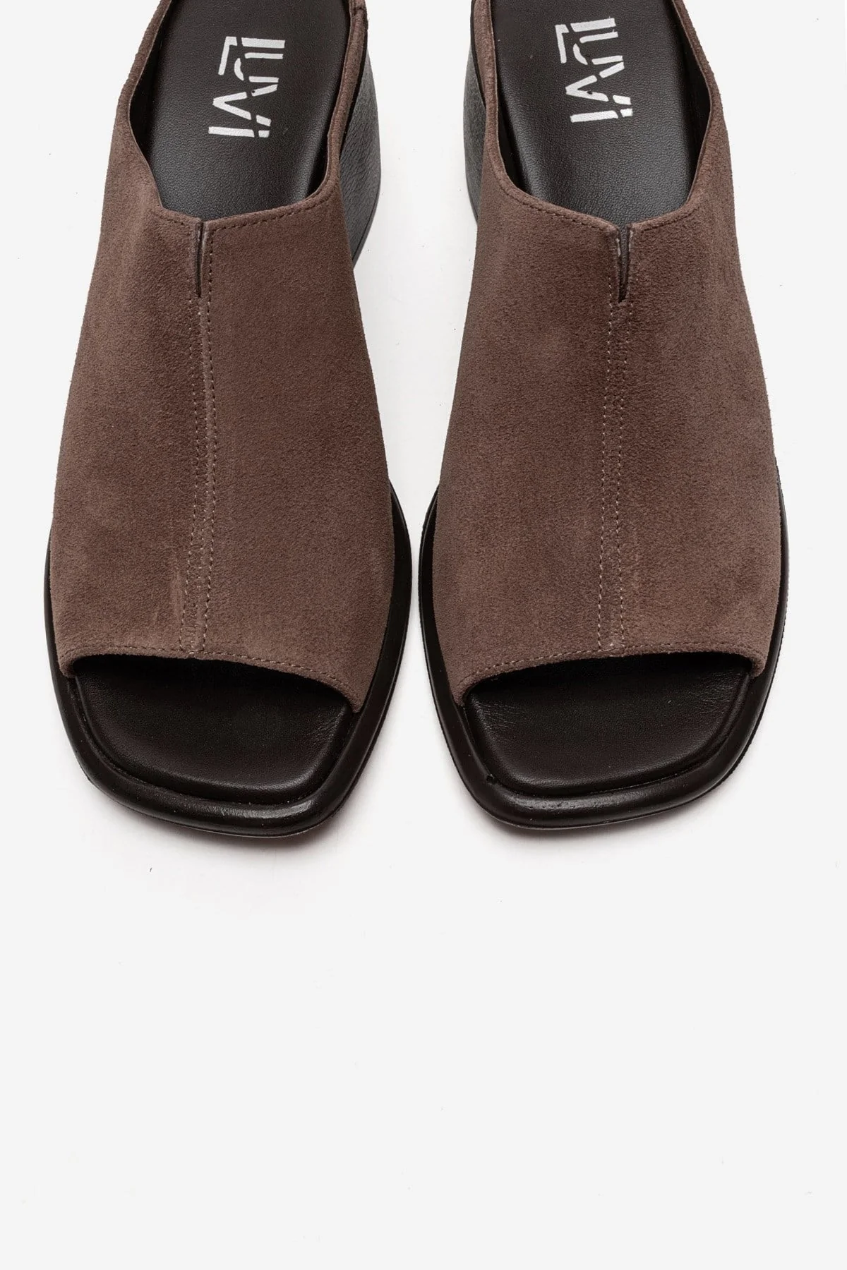 SOREX - Taupe Genuine Suede Leather Block Heel Slide (Women) - Image 2
