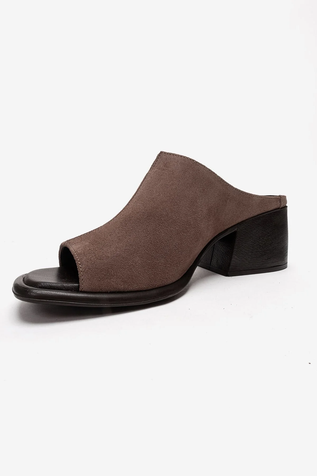 SOREX - Taupe Genuine Suede Leather Block Heel Slide (Women) - Image 6
