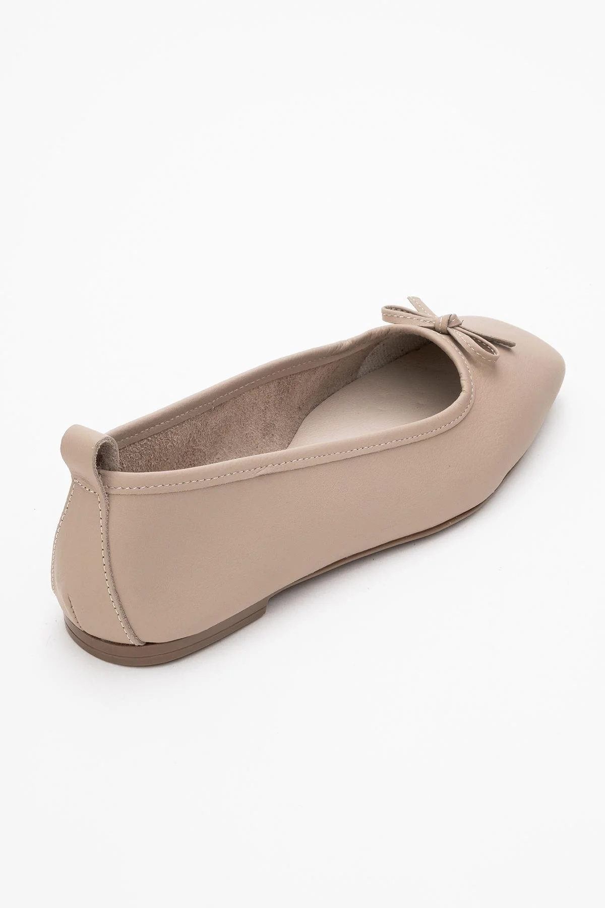 Sosa - Beige Genuine Leather Square-Toe Bow Ballet Flat (Women) - Image 5