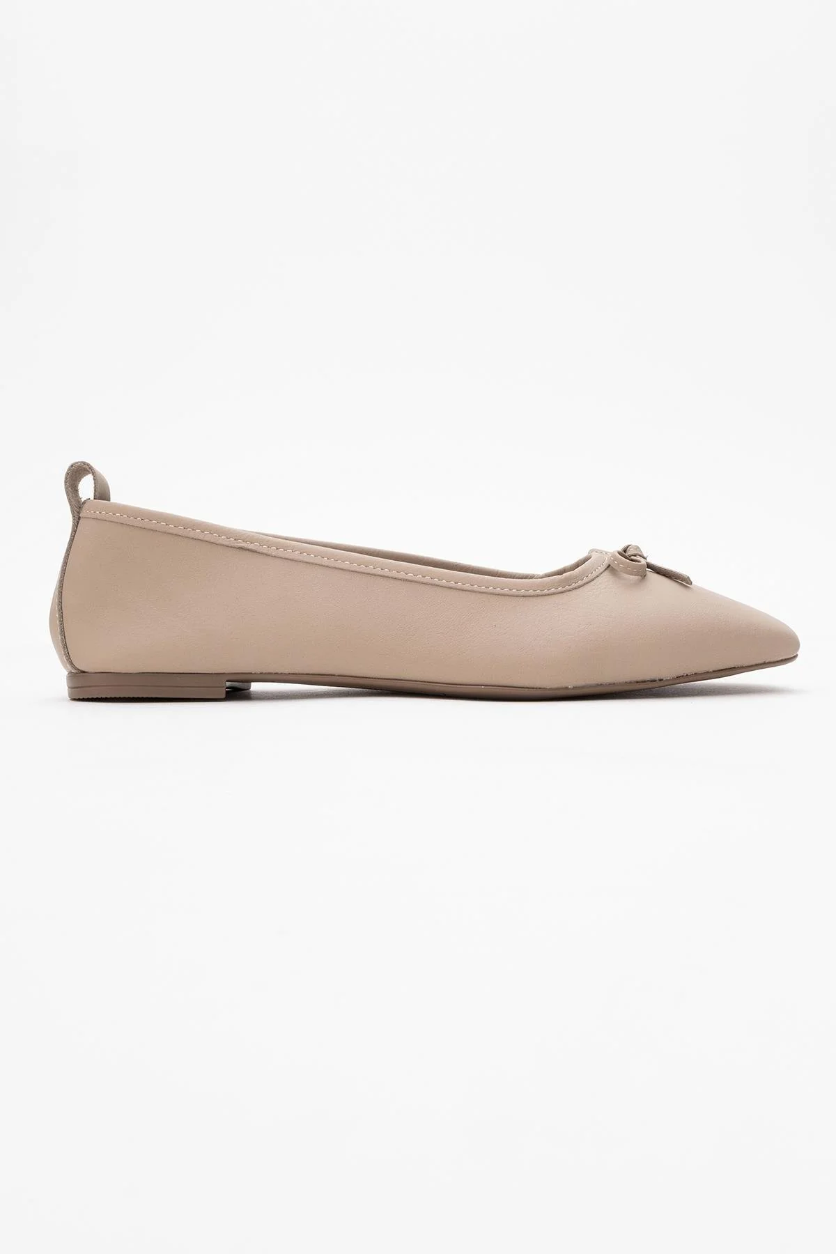 Sosa - Beige Genuine Leather Square-Toe Bow Ballet Flat (Women) - Image 6
