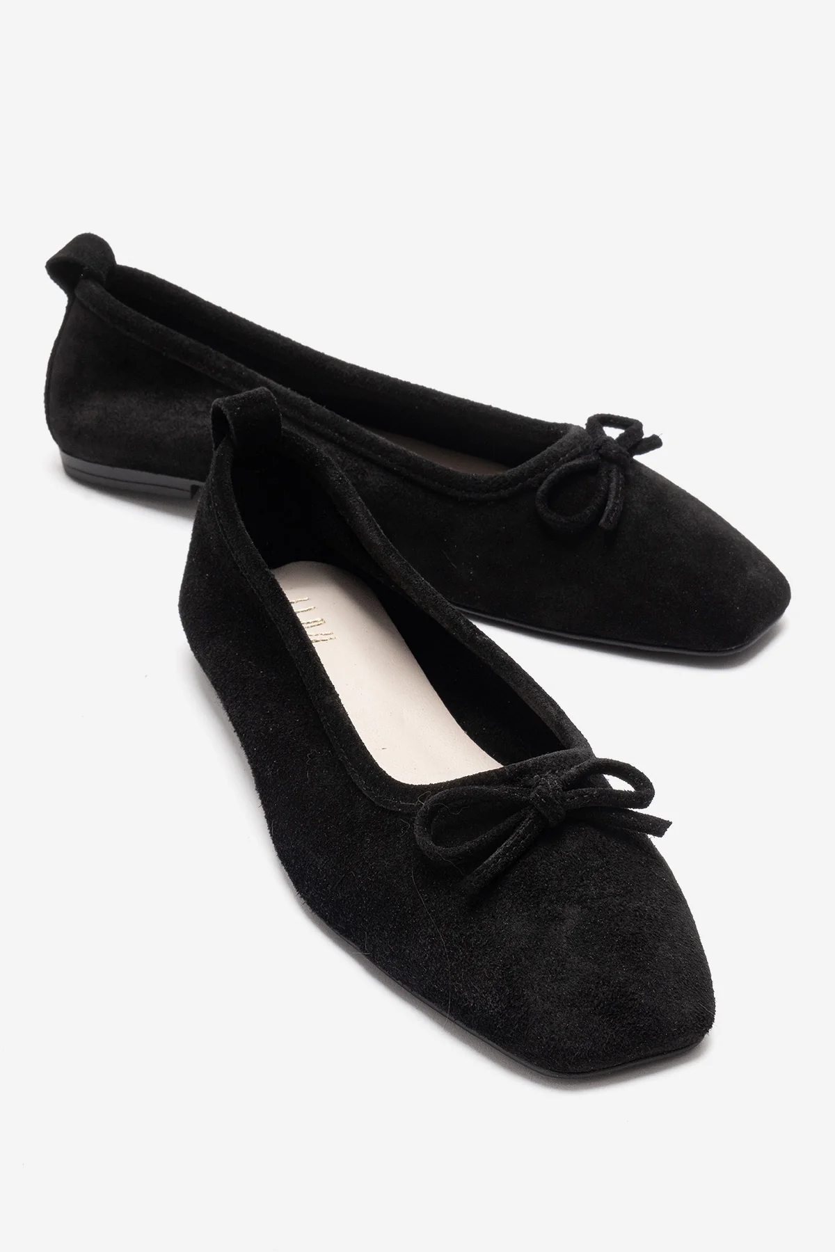 Sosa - Black Suede Genuine Leather Bow Ballet Flat (Women)
