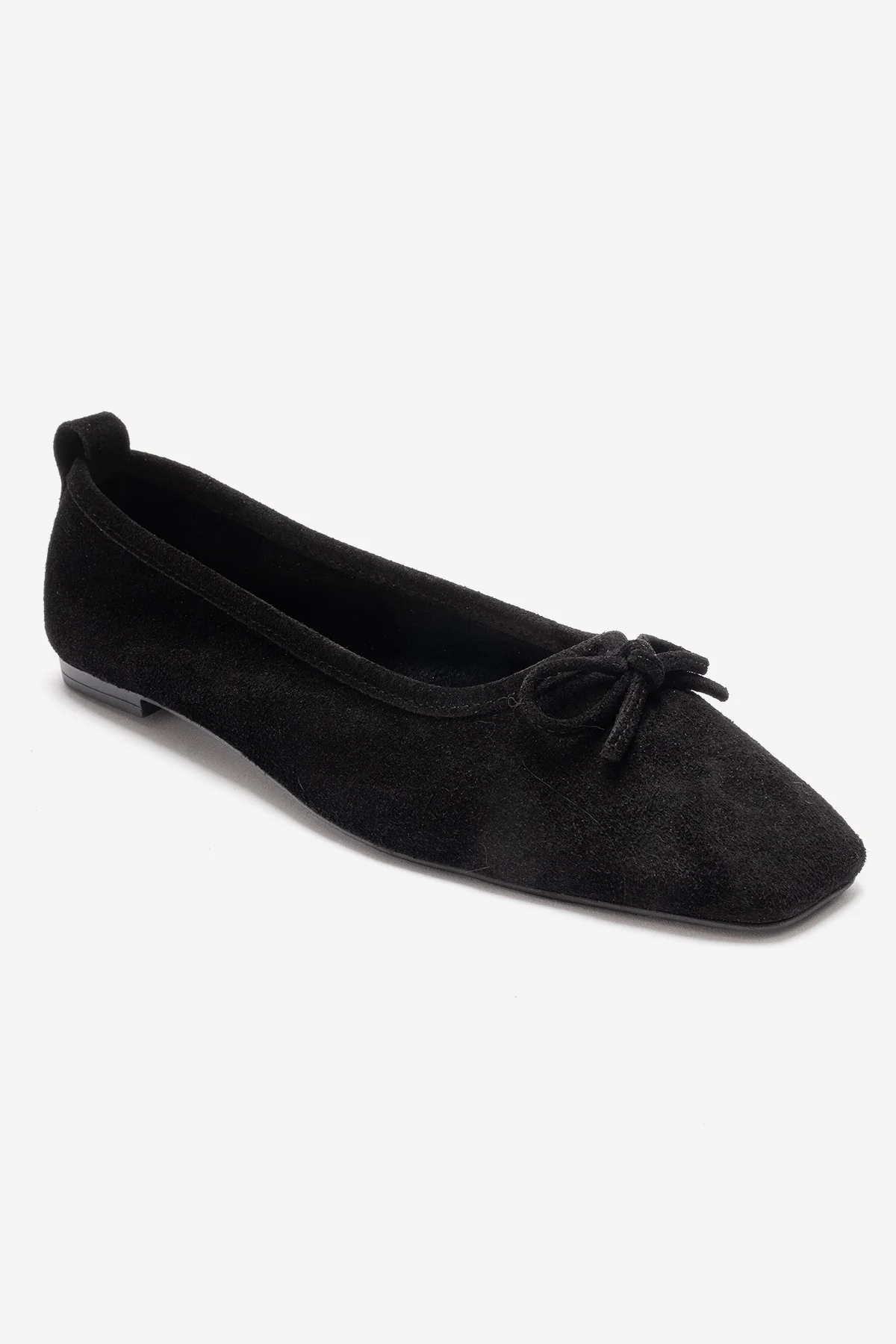Sosa - Black Suede Genuine Leather Bow Ballet Flat (Women) - Image 3