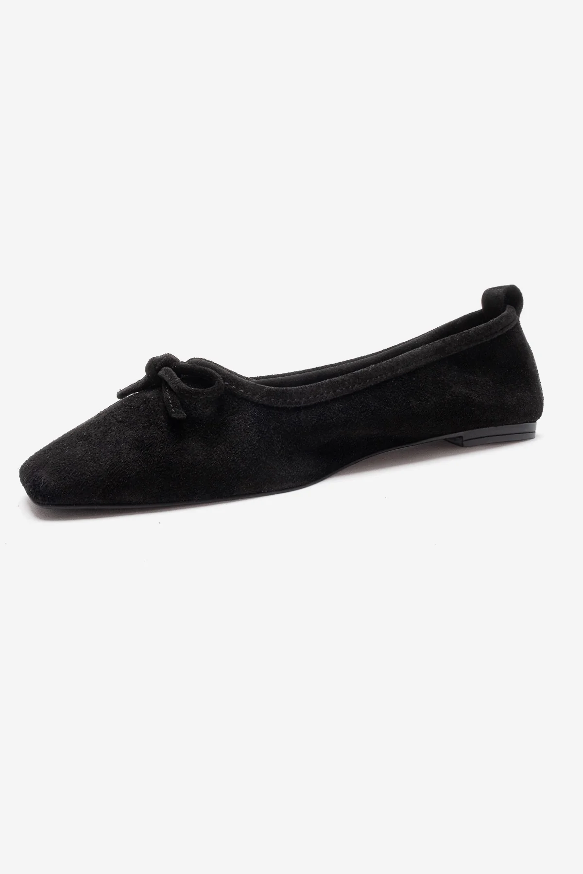 Sosa - Black Suede Genuine Leather Bow Ballet Flat (Women) - Image 4