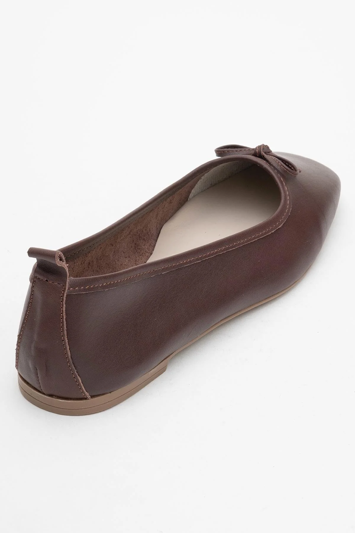 Sosa - Brown Genuine Leather Square-Toe Bow Ballet Flat (Women) - Image 5