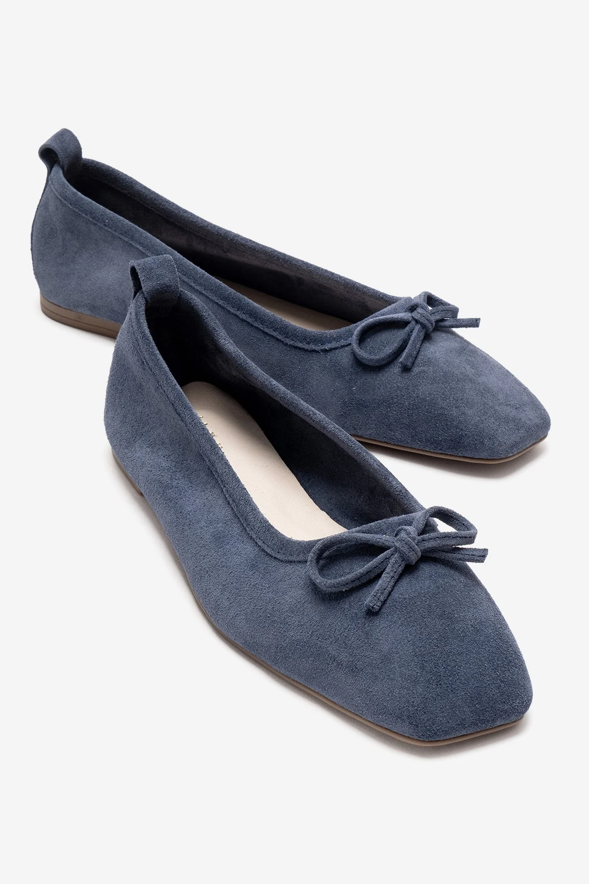 Sosa - Denim Blue Genuine Leather Bow Ballet Flat (Women)