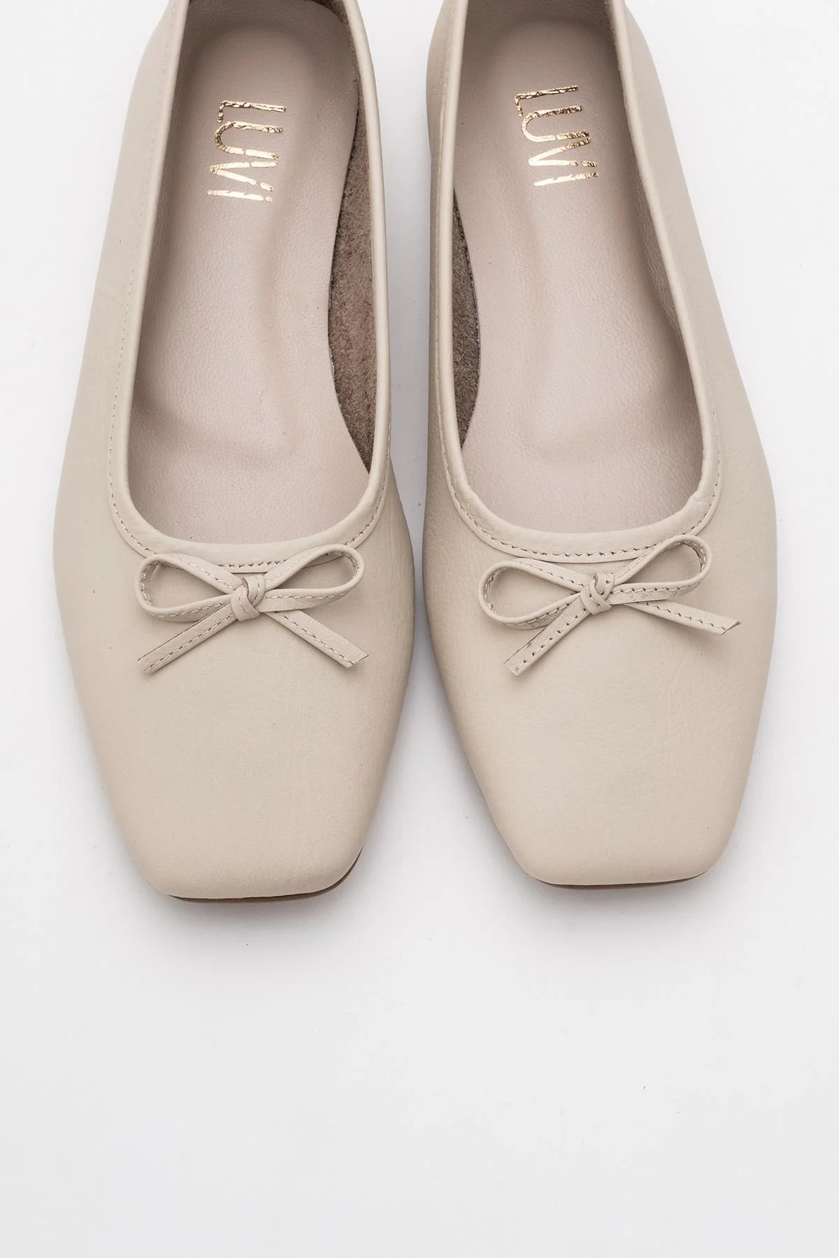 Sosa - Light Beige Leather Ballet Flats (Women) - Image 2