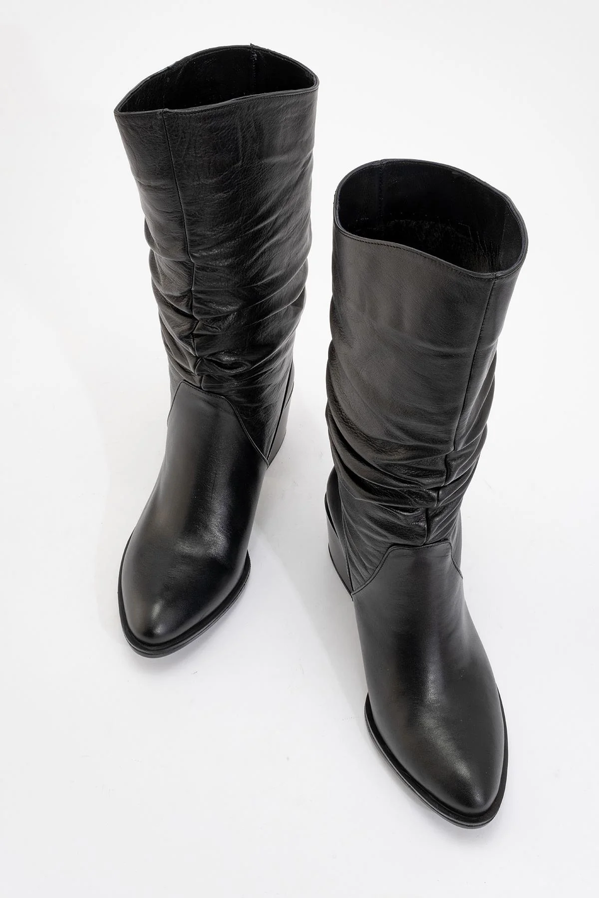 Soule - Black Genuine Leather Heeled Short Boot (Women) - Image 2