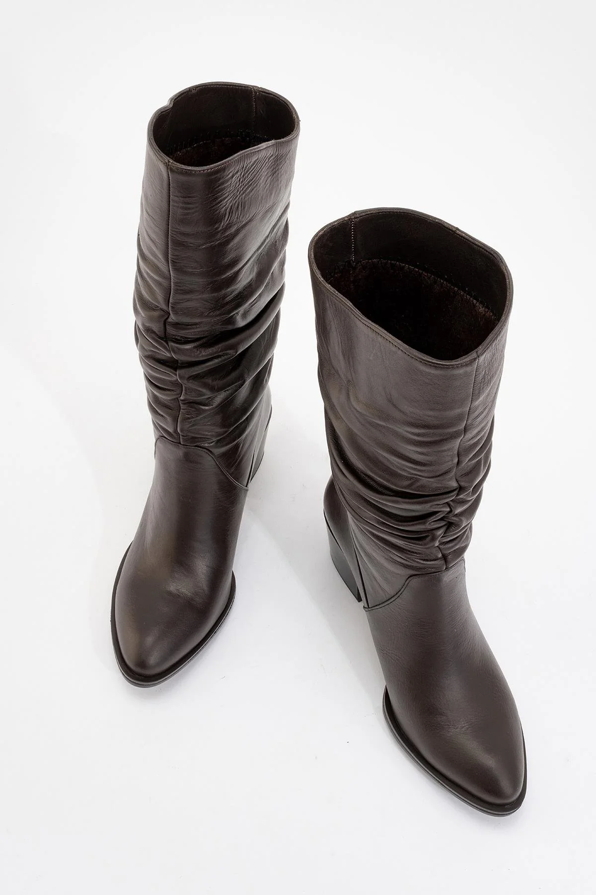 Soule - Cognac Genuine Leather Heeled Short Boot (Women) - Image 2