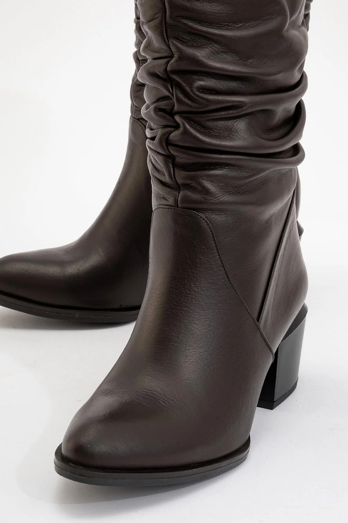 Soule - Cognac Genuine Leather Heeled Short Boot (Women) - Image 3