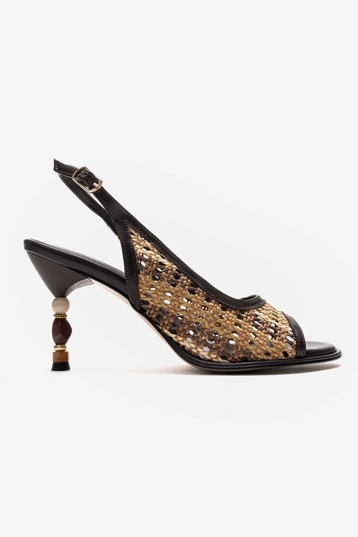 SOVEN - Brown Beaded-Heel Sandal (Women) - Image 4