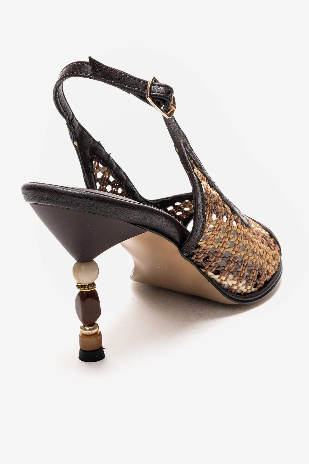 SOVEN - Brown Beaded-Heel Sandal (Women) - Image 5