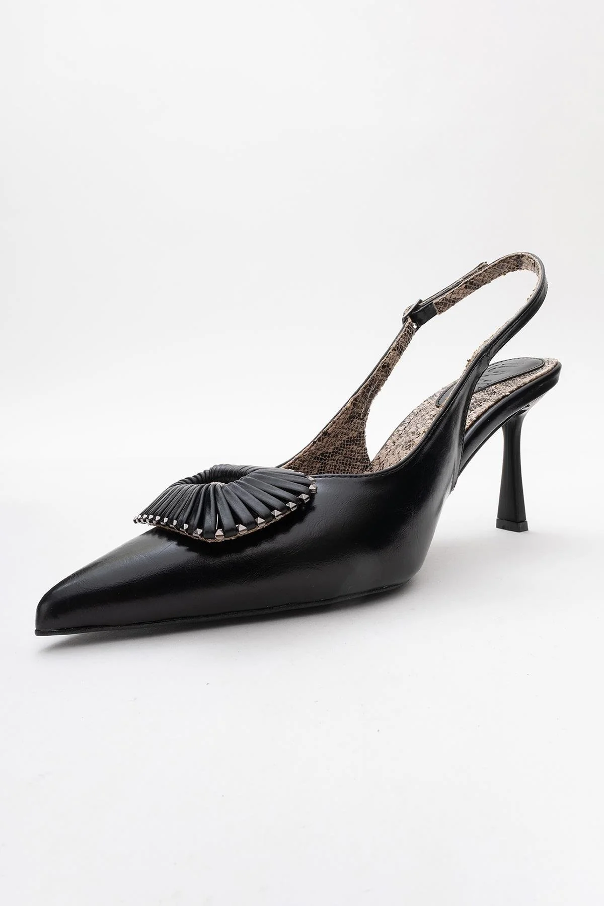 Spera - Black Patterned Buckle Slingback Stiletto (Women) - Image 4