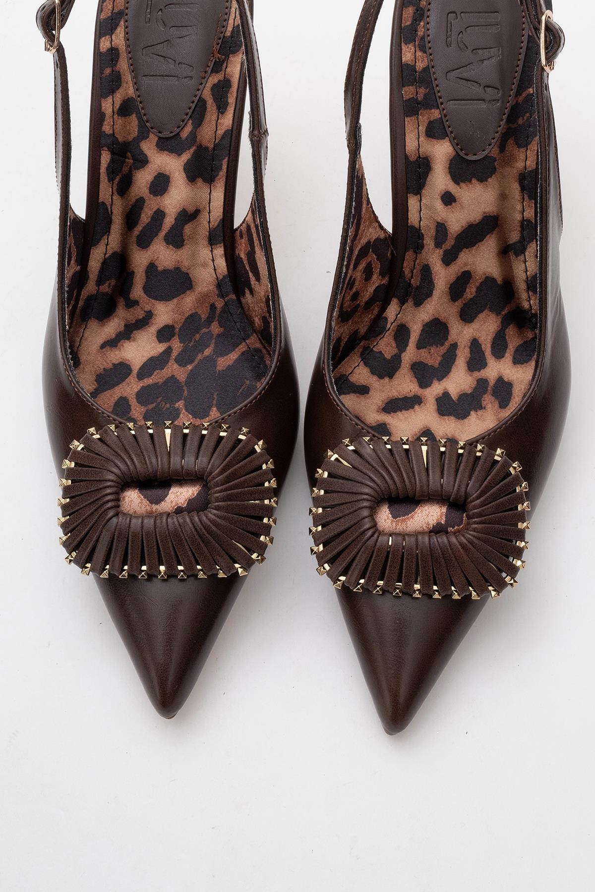 Spera - Brown Patterned Buckle Slingback Stiletto (Women) - Image 2