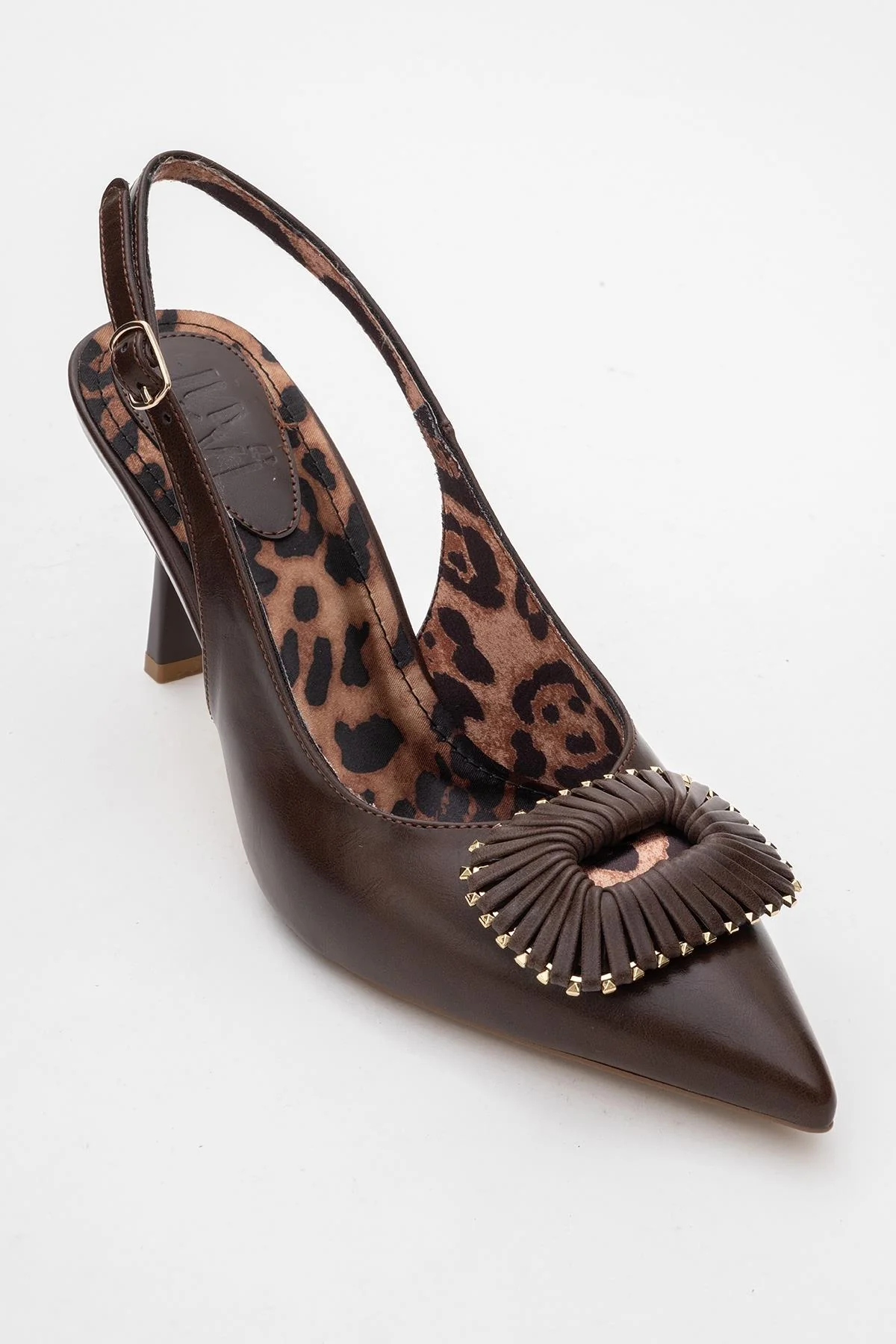 Spera - Brown Patterned Buckle Slingback Stiletto (Women) - Image 3