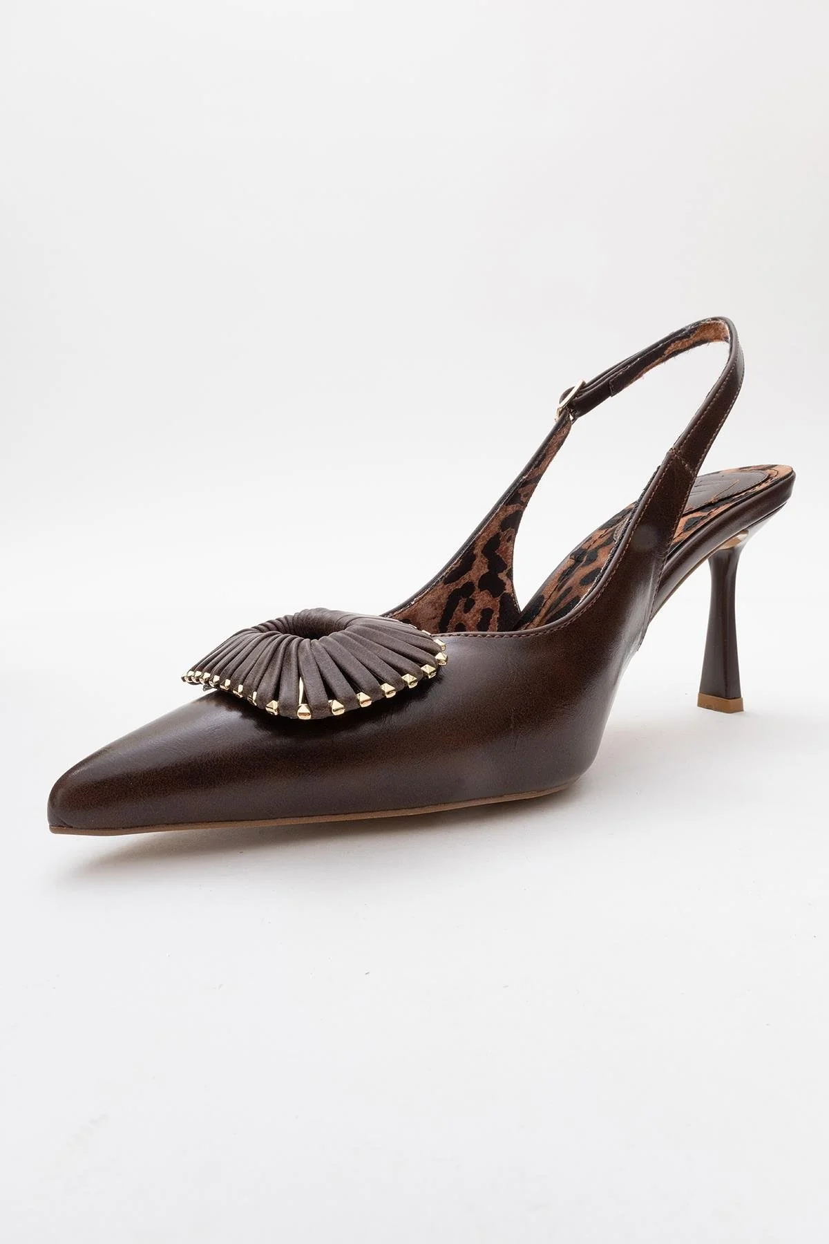 Spera - Brown Patterned Buckle Slingback Stiletto (Women) - Image 4