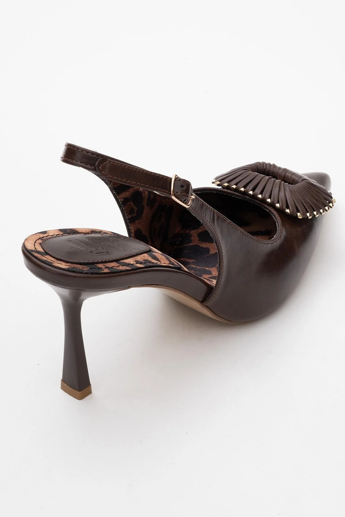 Spera - Brown Patterned Buckle Slingback Stiletto (Women) - Image 5
