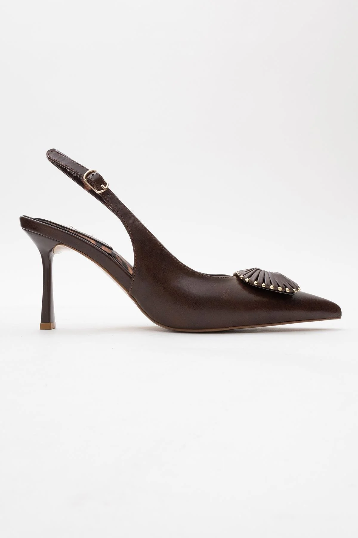 Spera - Brown Patterned Buckle Slingback Stiletto (Women) - Image 6
