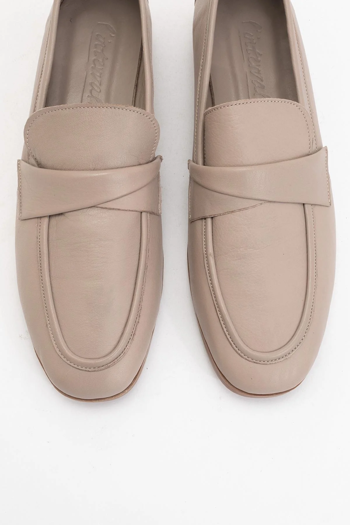 Splice - Dark Beige Leather Loafers (Women) - Image 2