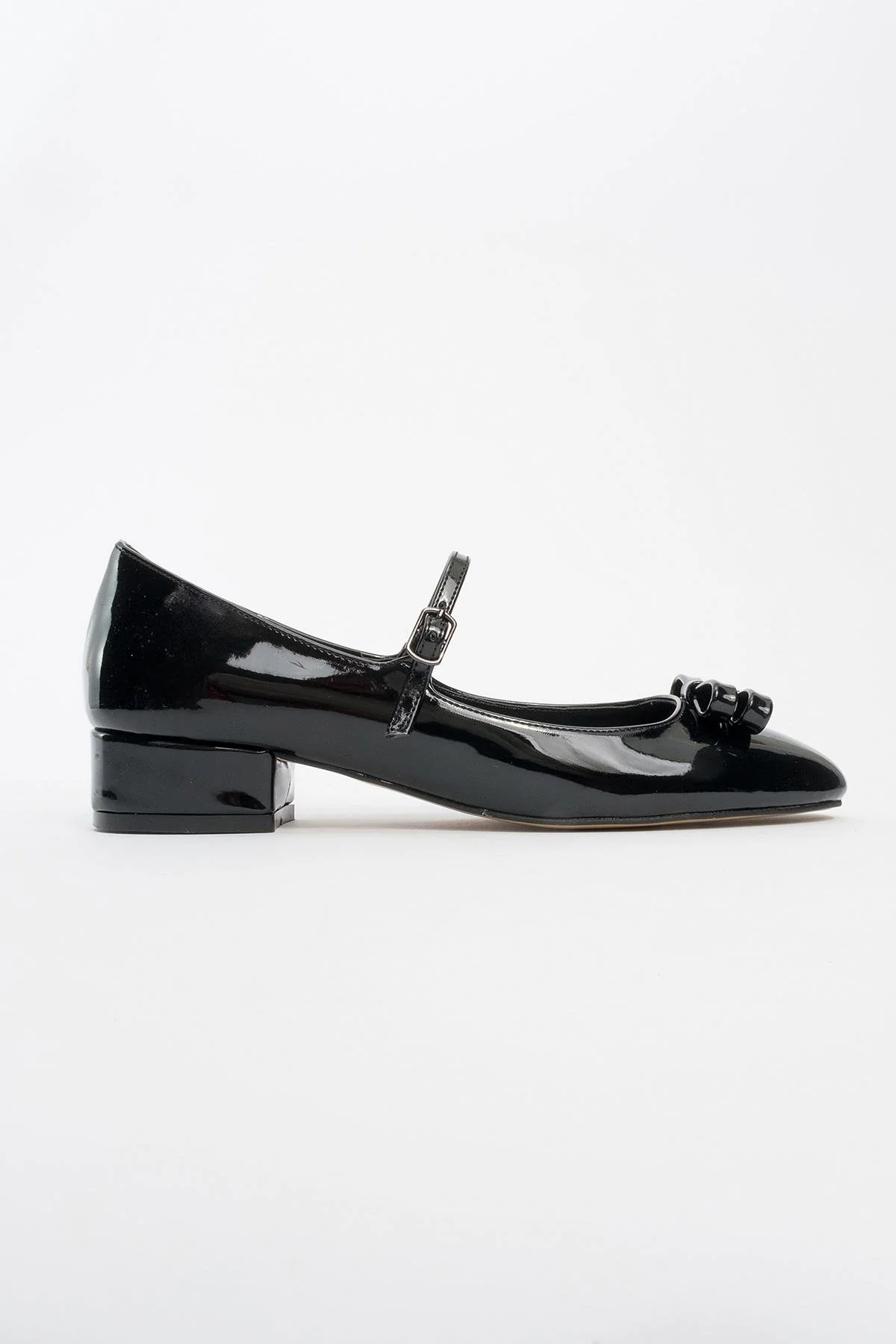 Stela - Black Patent Bow Heeled Ballet Flat (Women) - Image 4