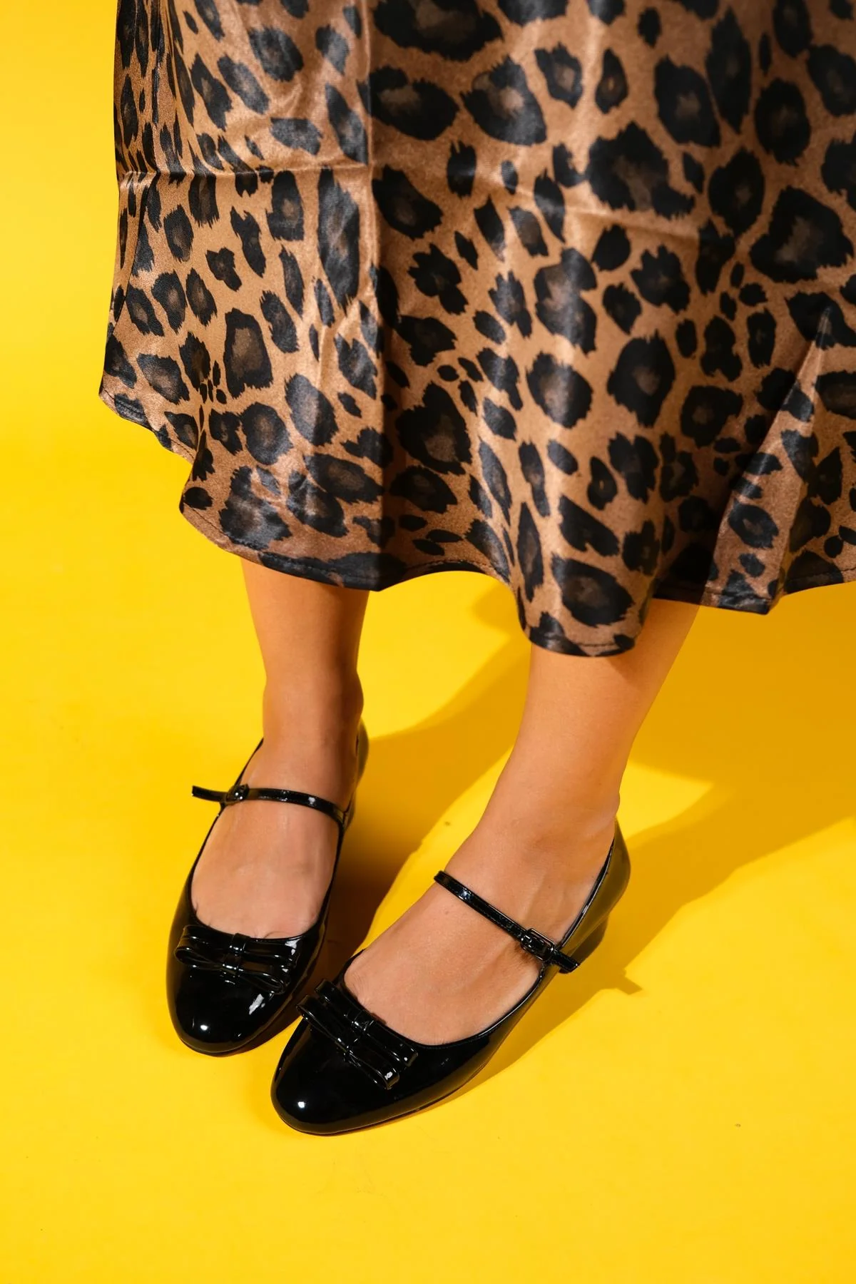 Stela - Black Patent Bow Heeled Ballet Flat (Women) - Image 6