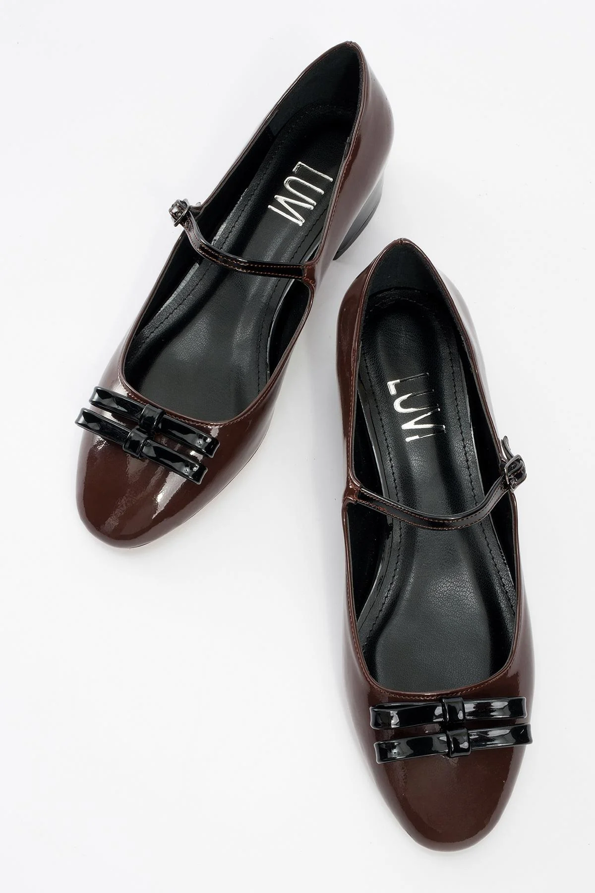 Stela - Brown-Black Patent Heeled Ballet Flat (Women) - Image 2