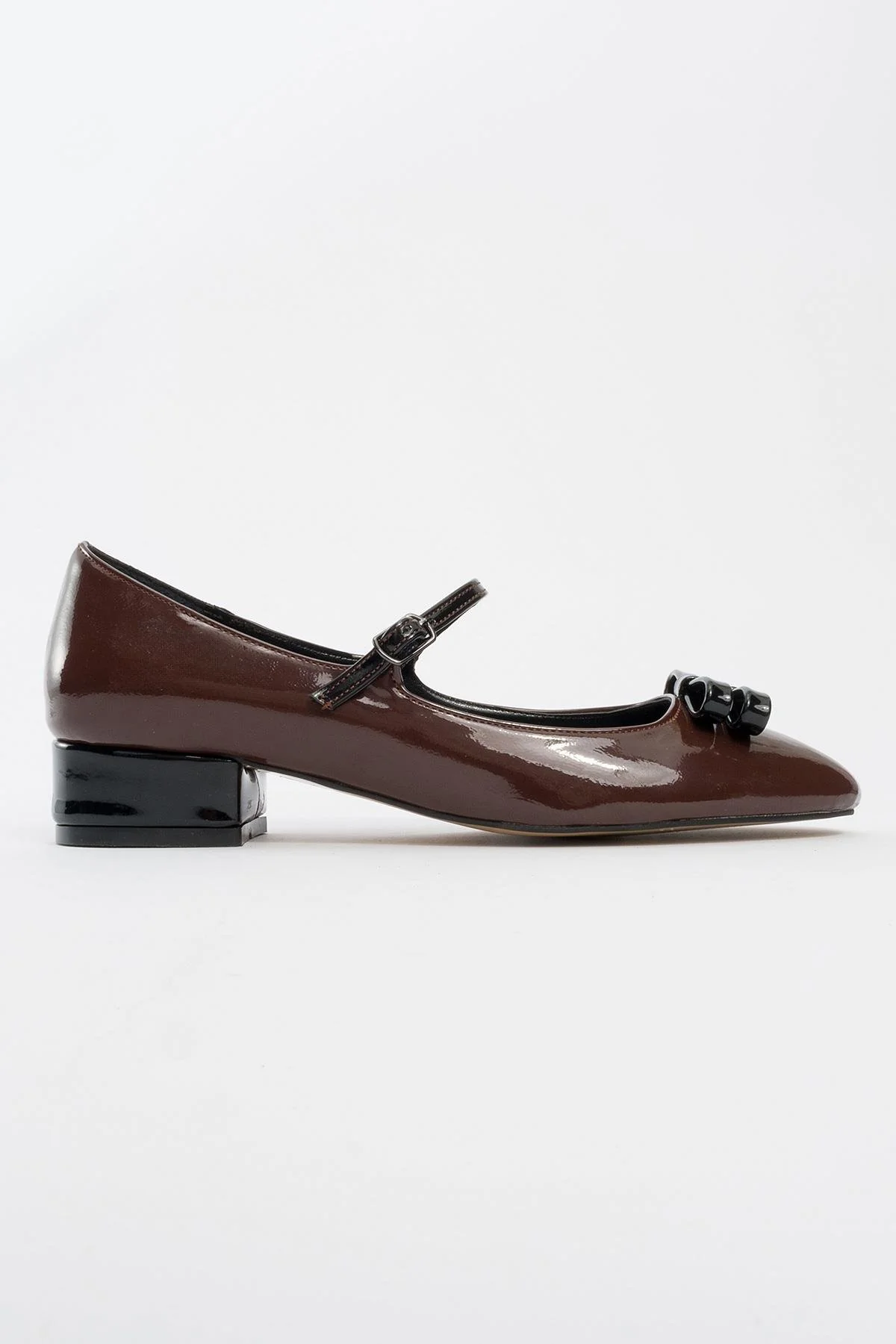 Stela - Brown-Black Patent Heeled Ballet Flat (Women) - Image 4