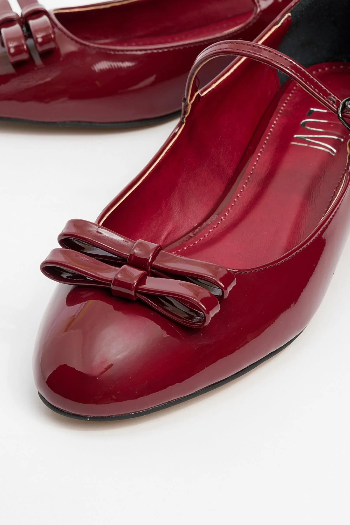 Stela - Burgundy Patent Bow Heeled Ballet Flat (Women) - Image 3