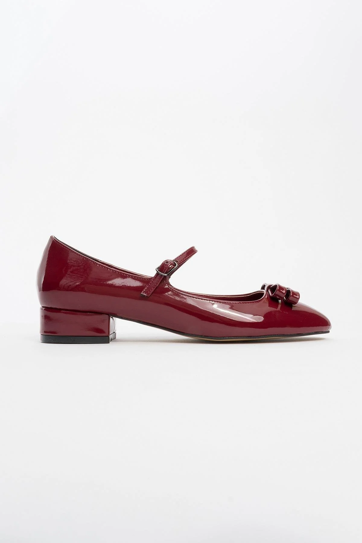 Stela - Burgundy Patent Bow Heeled Ballet Flat (Women) - Image 4