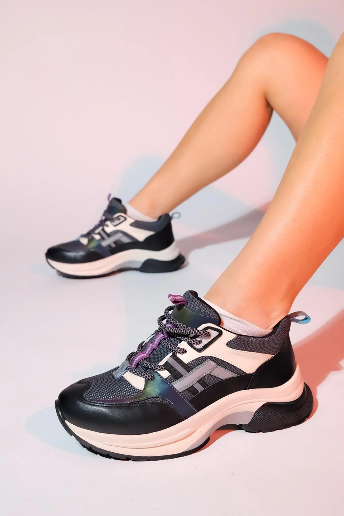 Sterda - Black/Green Thick-Sole Sport Sneaker (Women)