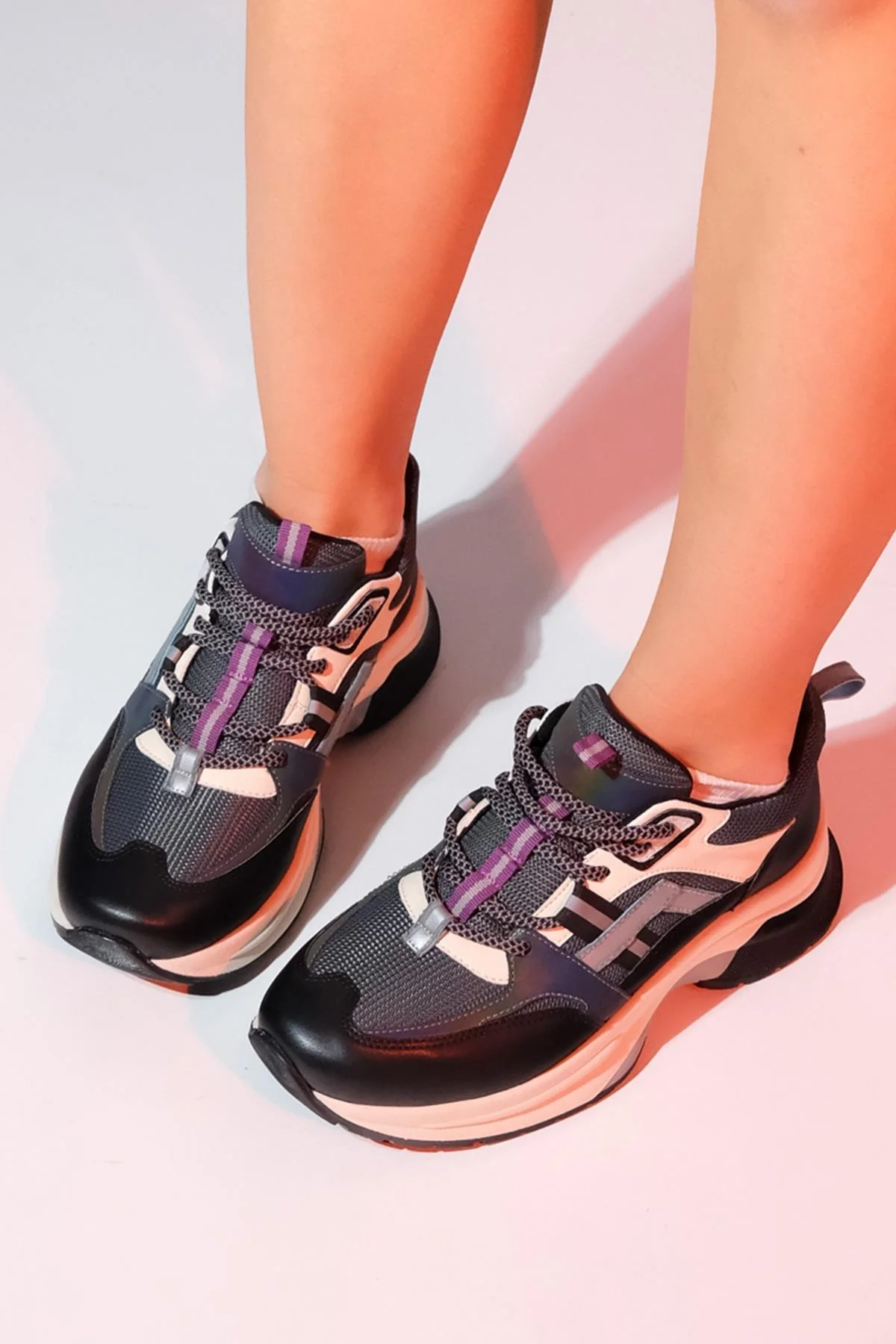 Sterda - Black/Green Thick-Sole Sport Sneaker (Women) - Image 2