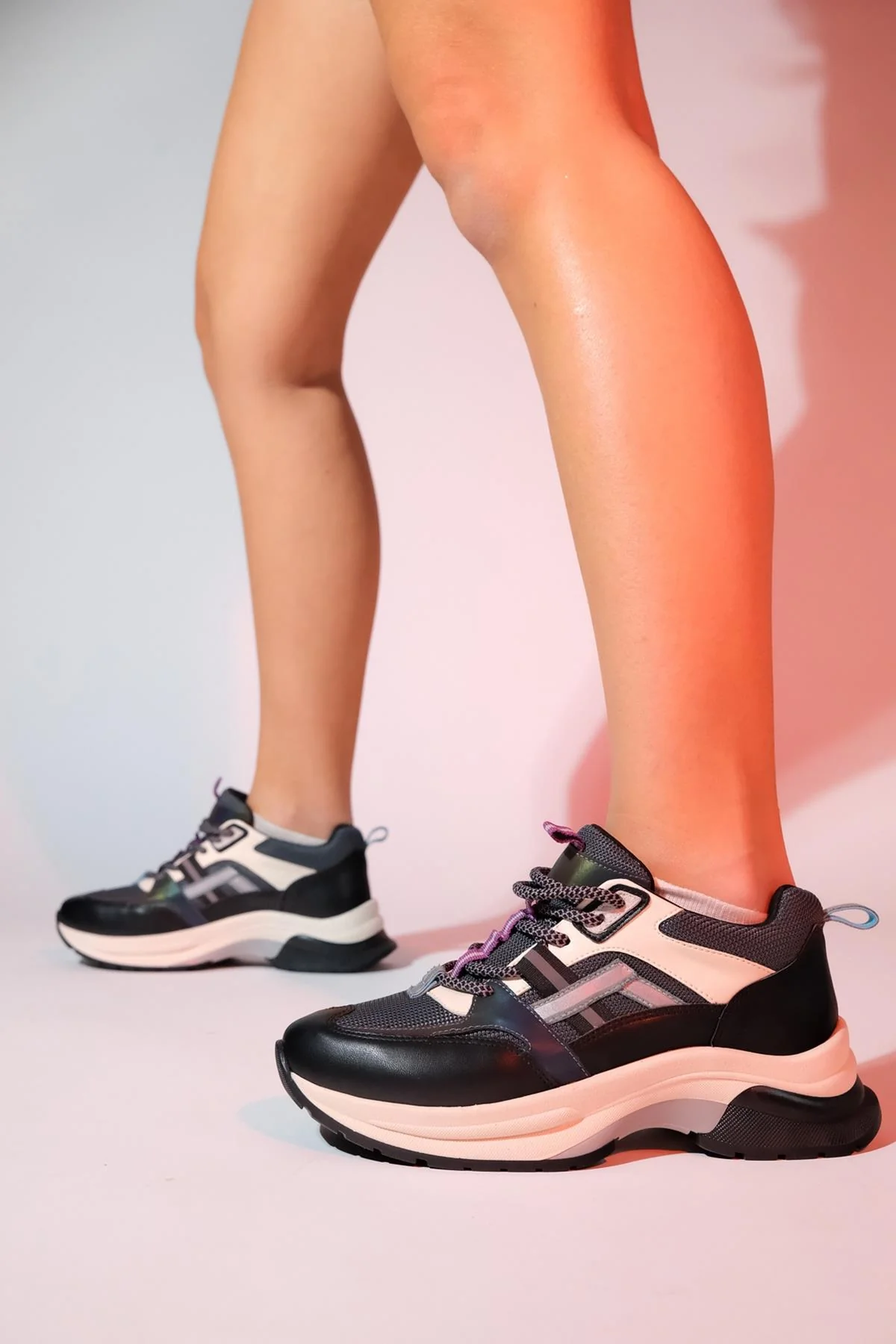 Sterda - Black/Green Thick-Sole Sport Sneaker (Women) - Image 4