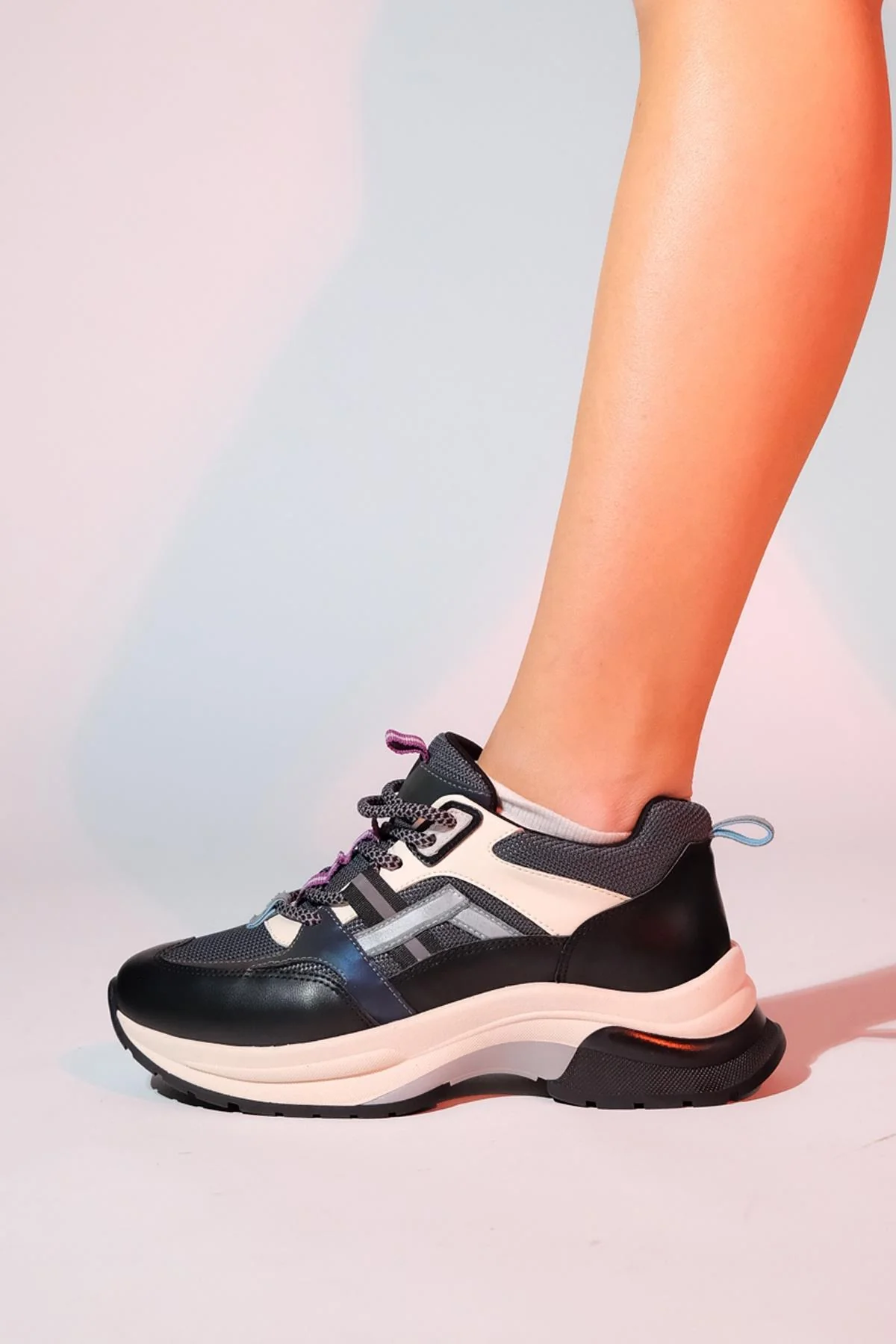 Sterda - Black/Green Thick-Sole Sport Sneaker (Women) - Image 5