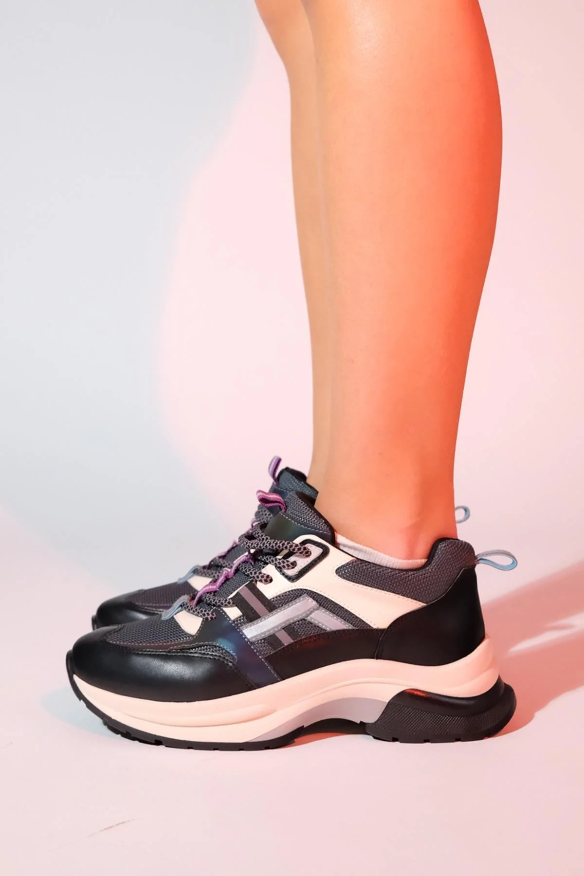 Sterda - Black/Green Thick-Sole Sport Sneaker (Women) - Image 6