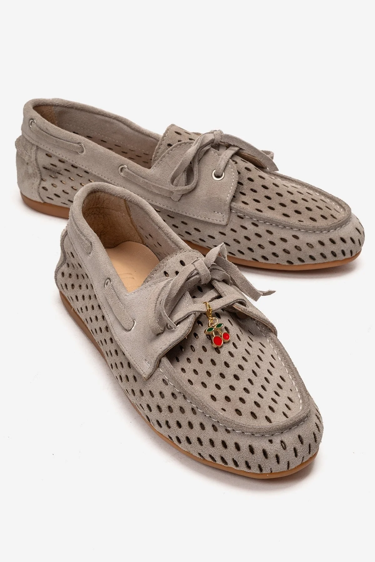 STEVO - Beige Genuine Leather Suede Lace-Up Loafer (Women)
