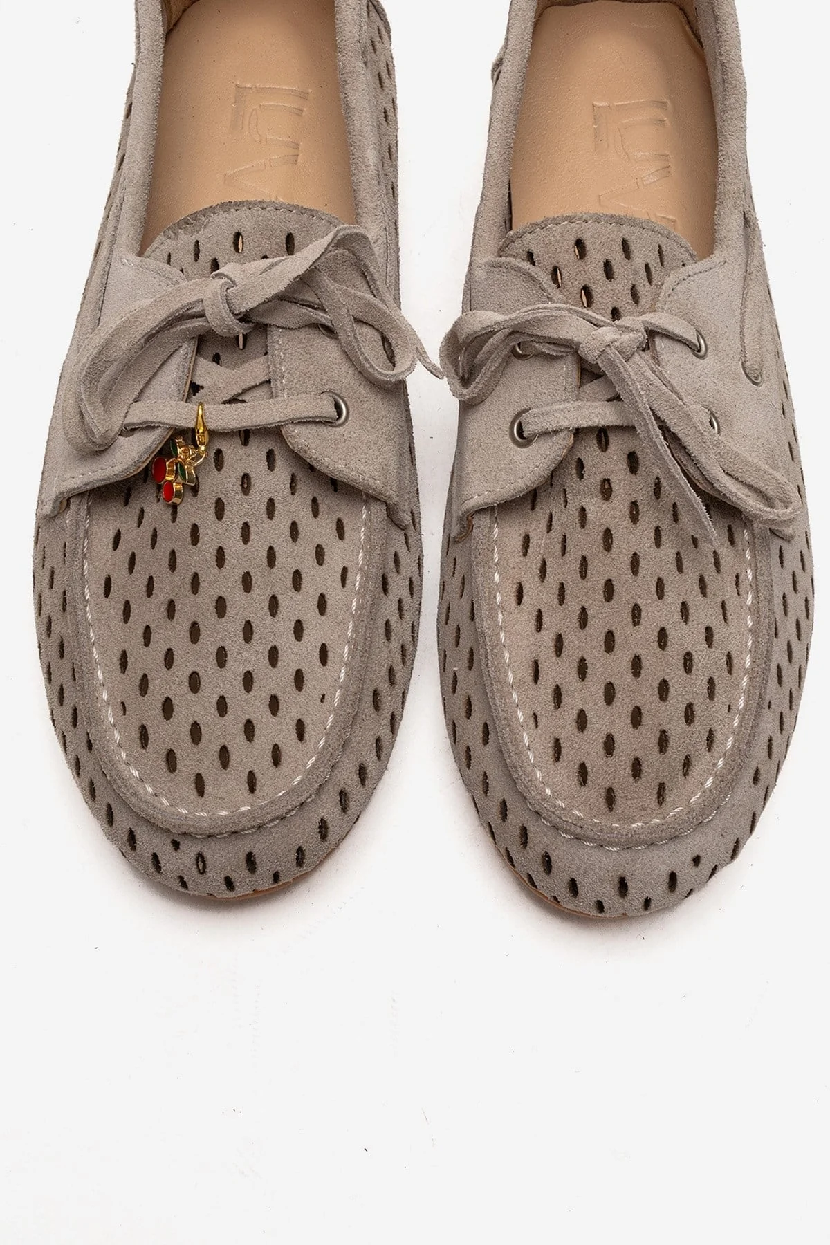 STEVO - Beige Genuine Leather Suede Lace-Up Loafer (Women) - Image 2