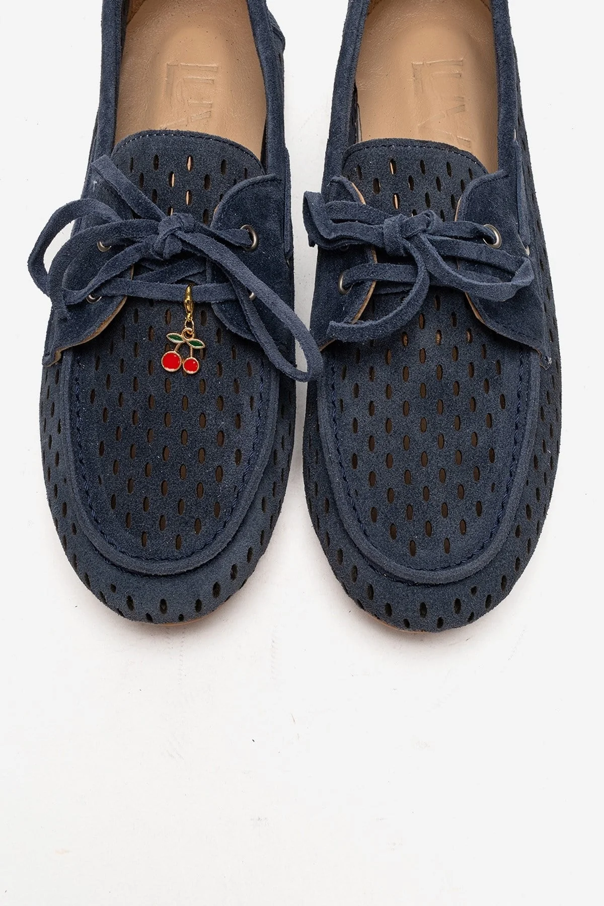 Stevo - Denim Blue Genuine Leather Perforated Lace-Up Loafer (Women) - Image 2