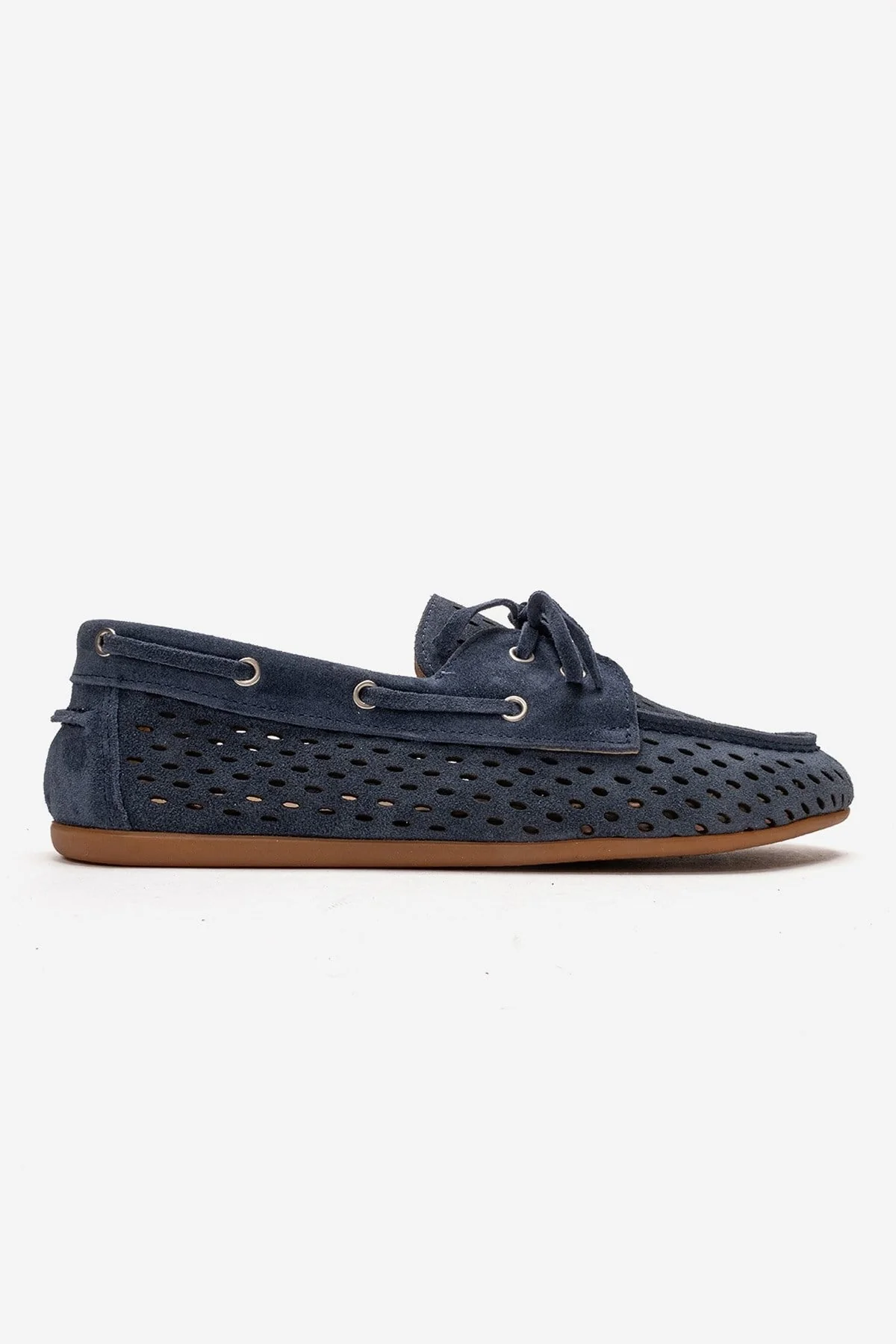 Stevo - Denim Blue Genuine Leather Perforated Lace-Up Loafer (Women) - Image 4