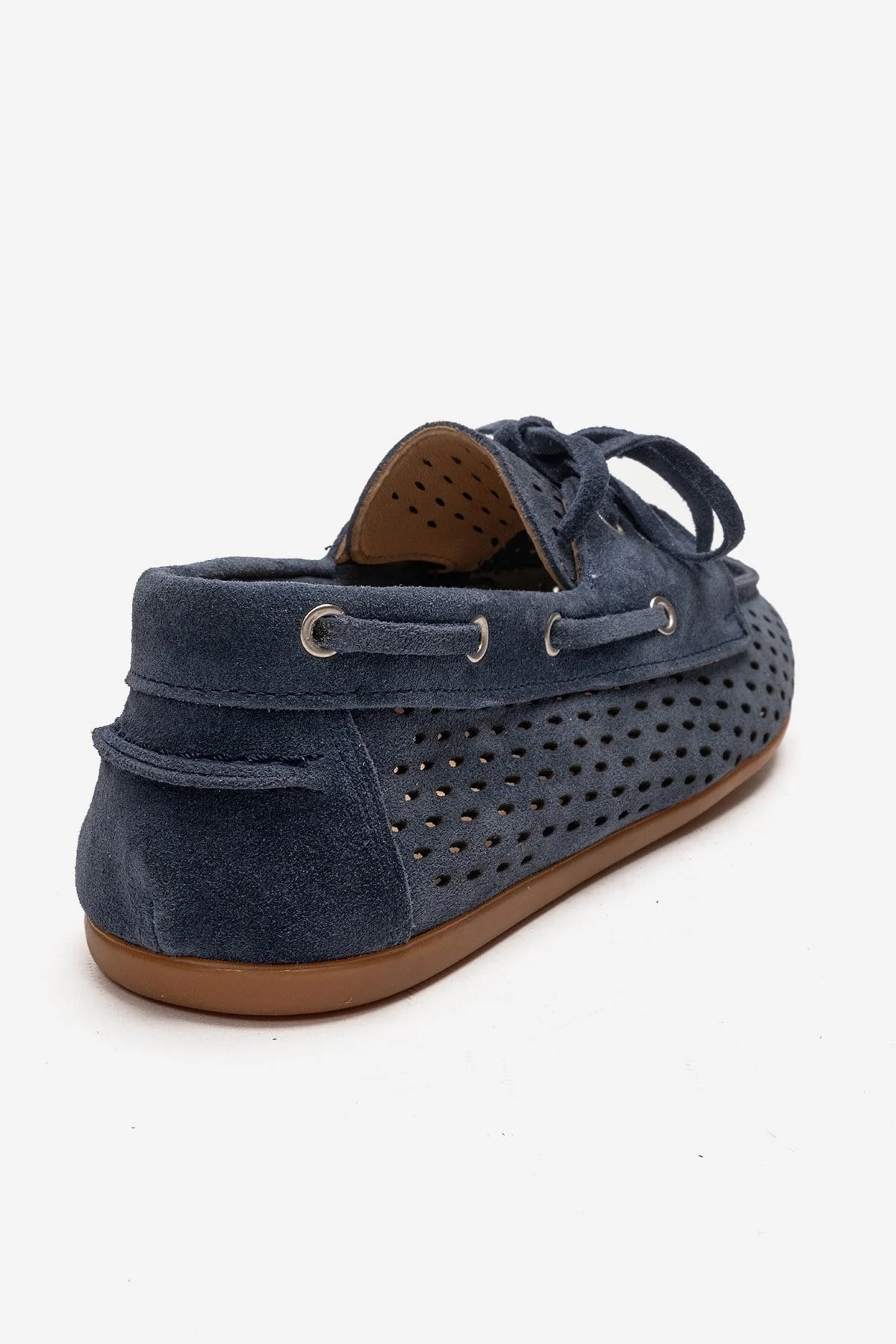 Stevo - Denim Blue Genuine Leather Perforated Lace-Up Loafer (Women) - Image 5