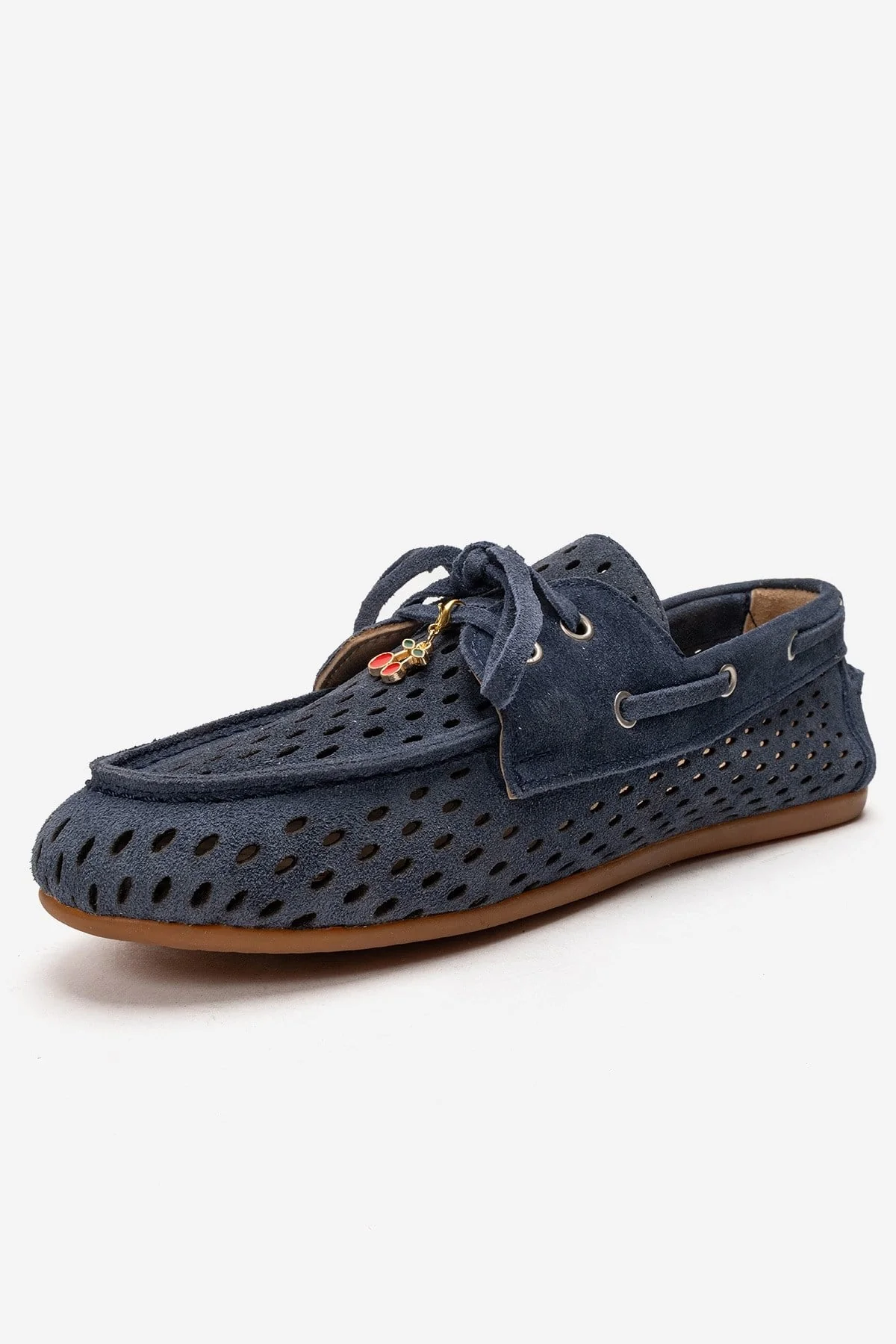 Stevo - Denim Blue Genuine Leather Perforated Lace-Up Loafer (Women) - Image 6