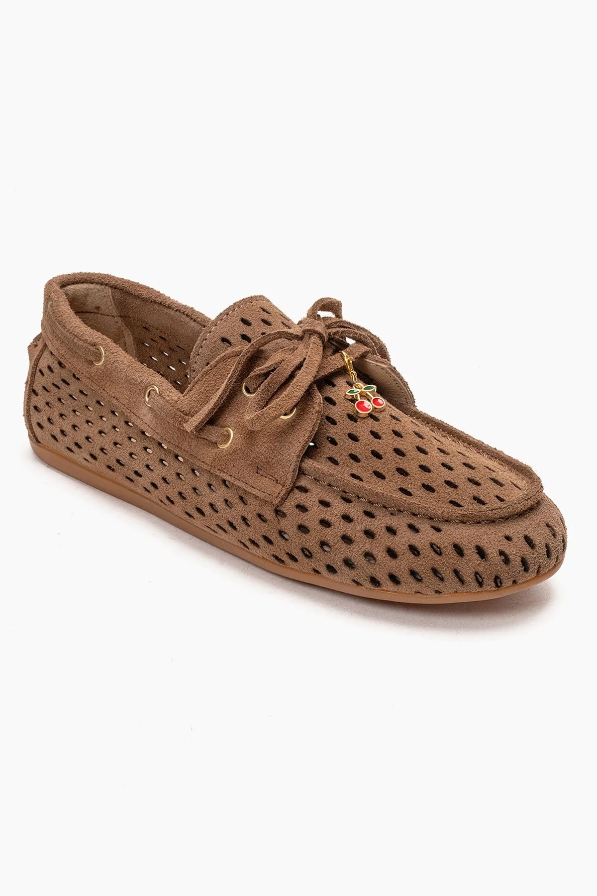 Stevo - Taupe Genuine Leather Perforated Lace-Up Loafer (Women) - Image 3