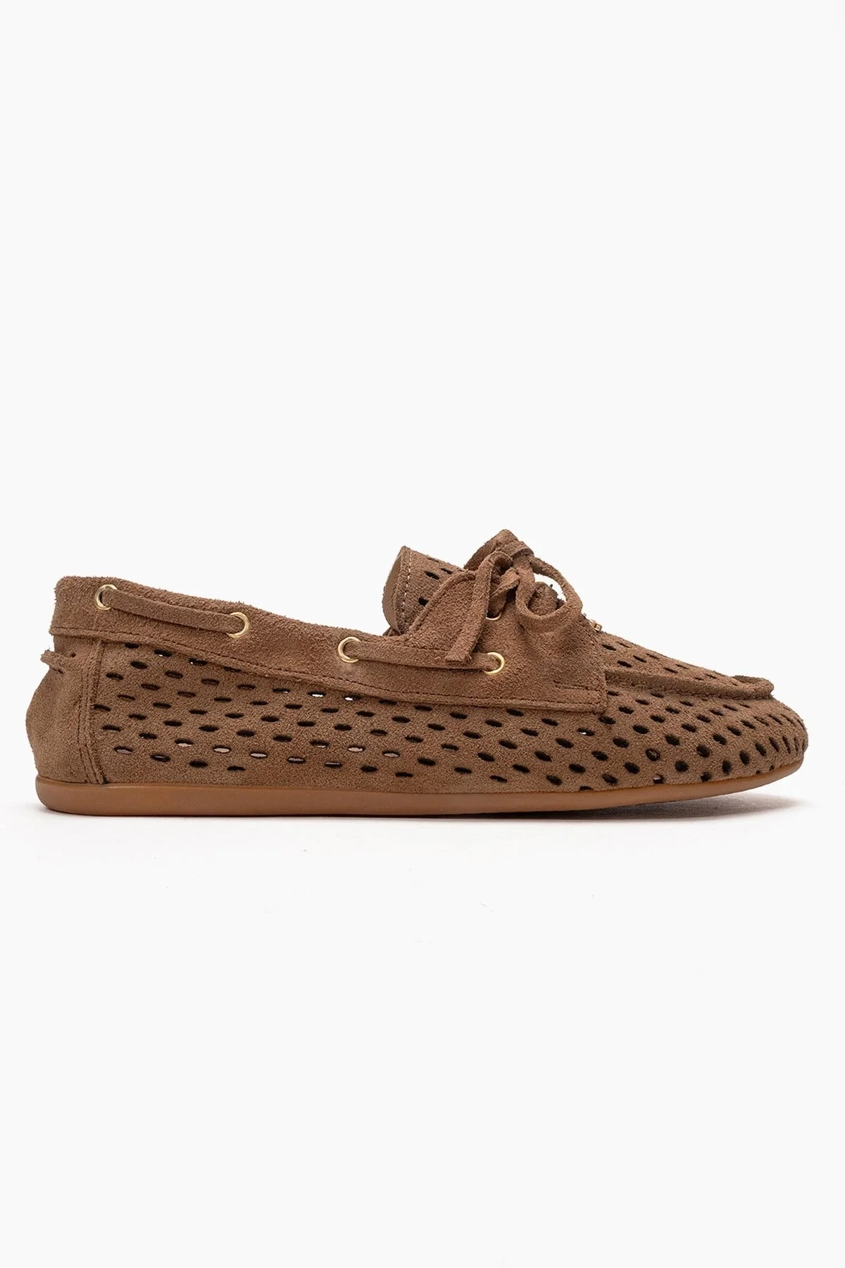 Stevo - Taupe Genuine Leather Perforated Lace-Up Loafer (Women) - Image 4