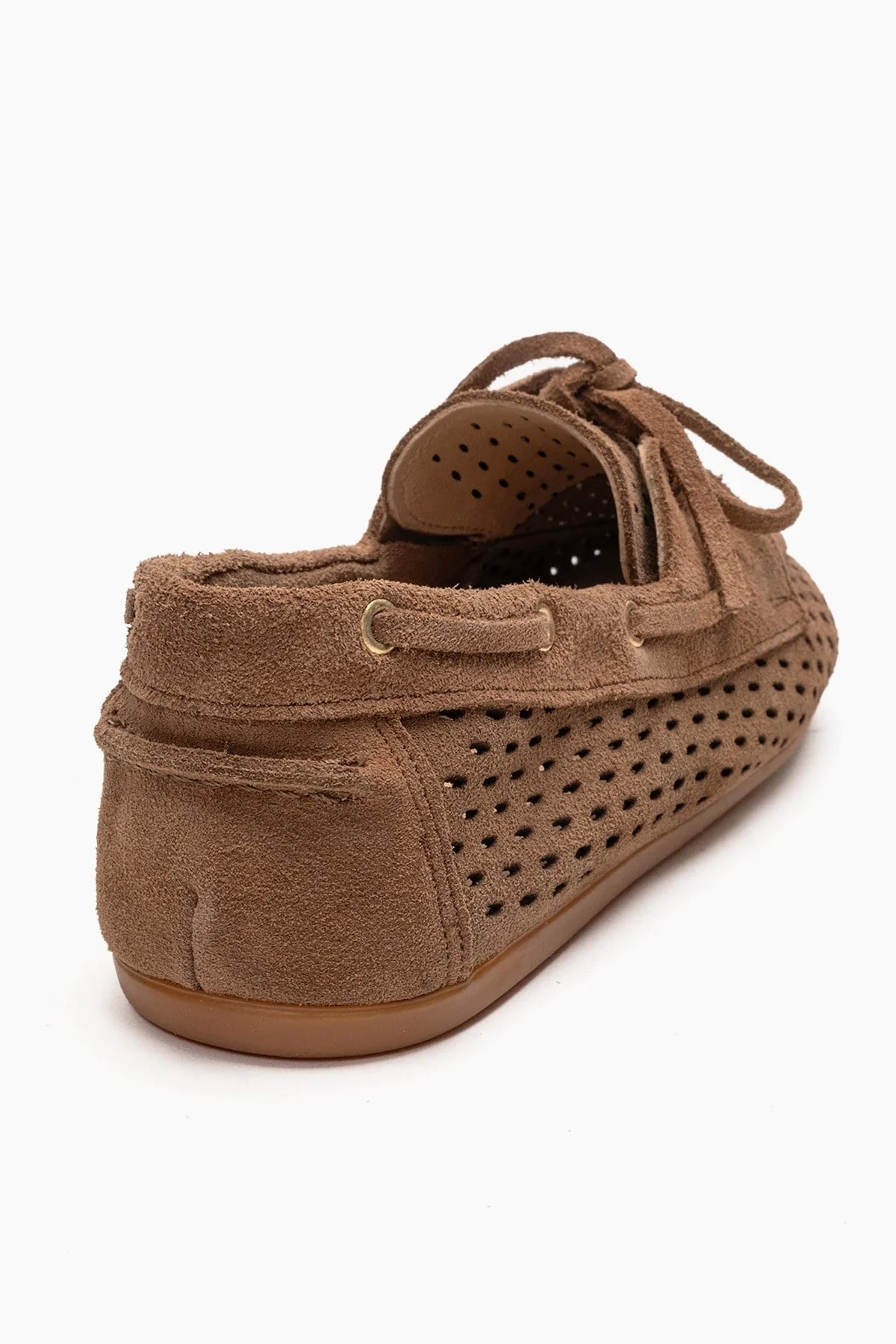 Stevo - Taupe Genuine Leather Perforated Lace-Up Loafer (Women) - Image 5