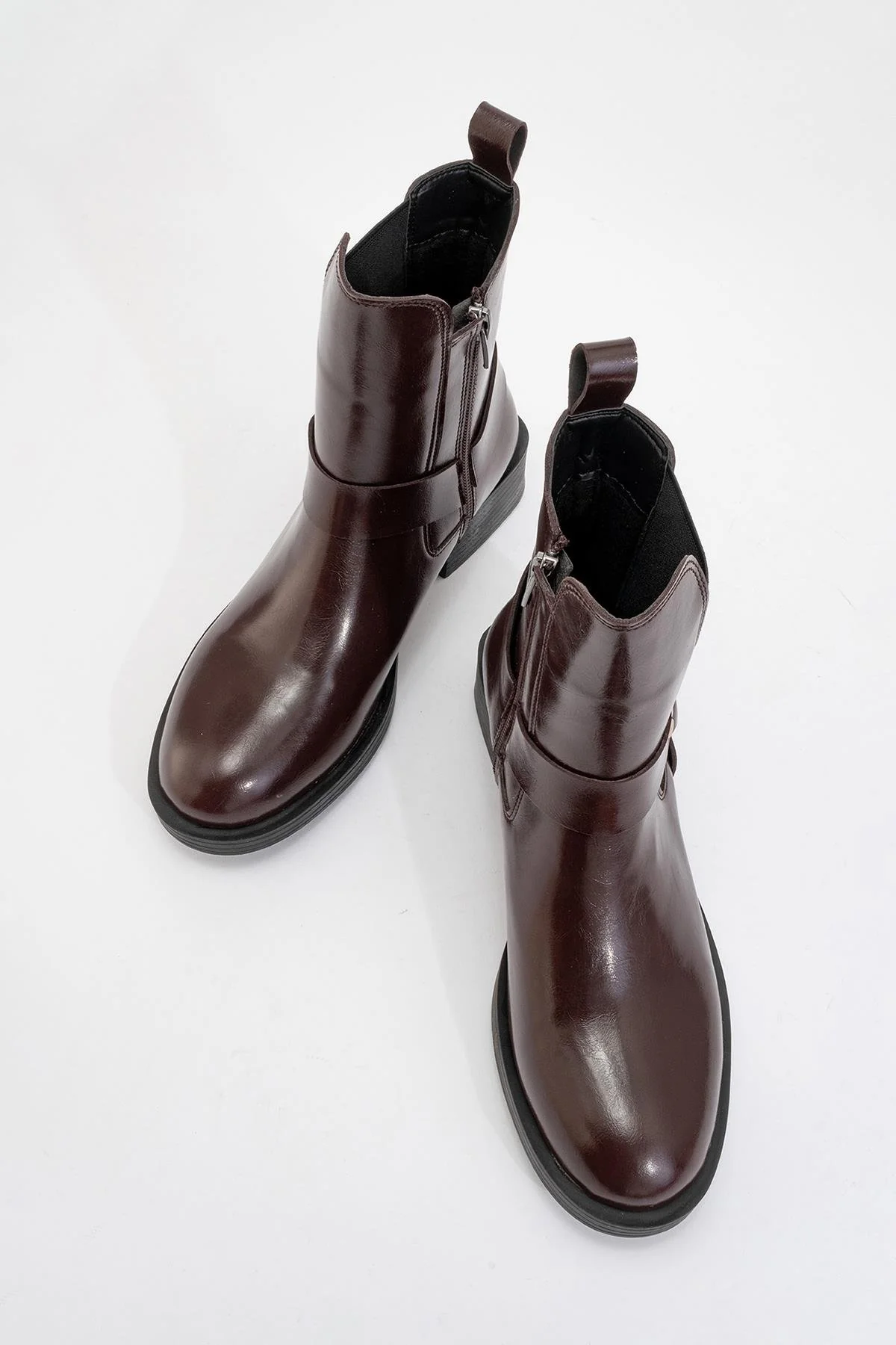 Stone - Burgundy Buckle Elastic Zip Boot (Women) - Image 2