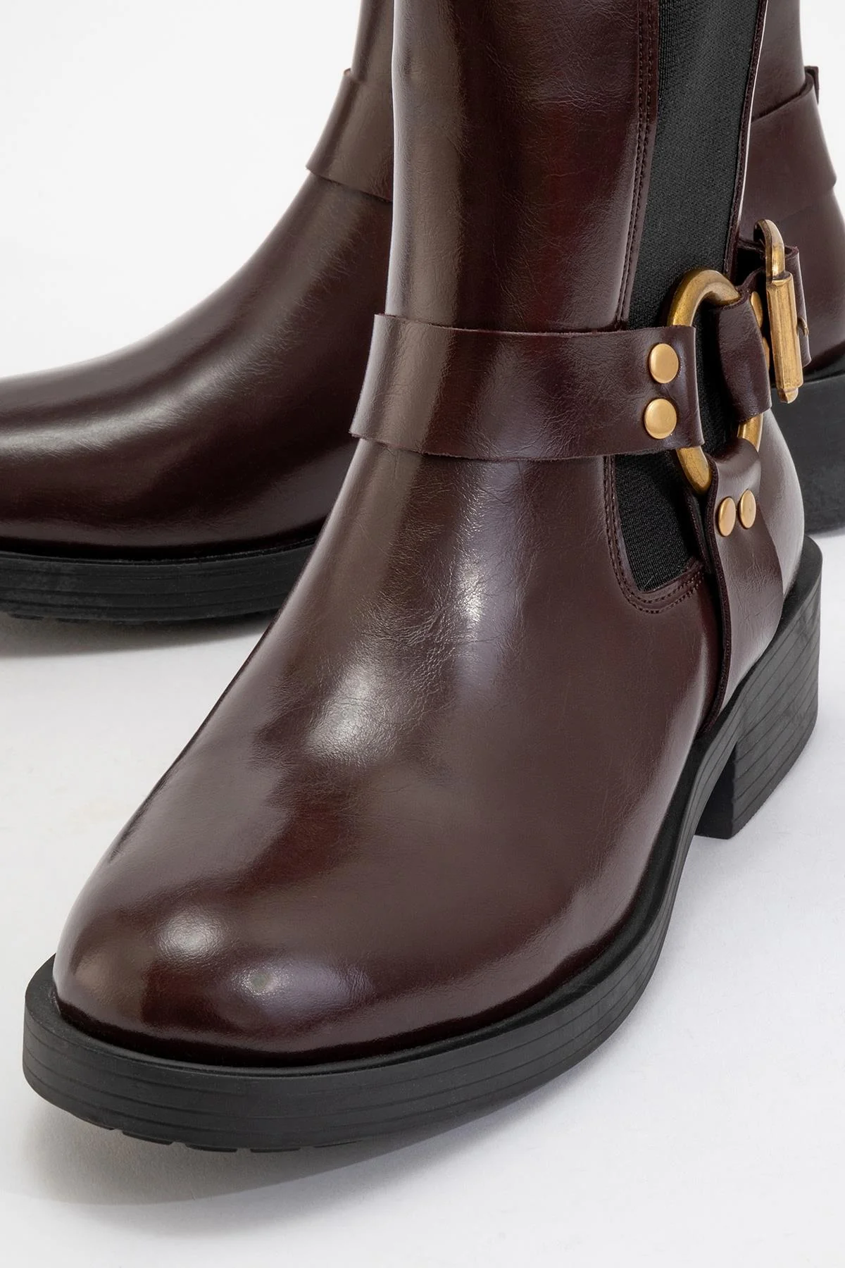 Stone - Burgundy Buckle Elastic Zip Boot (Women) - Image 3